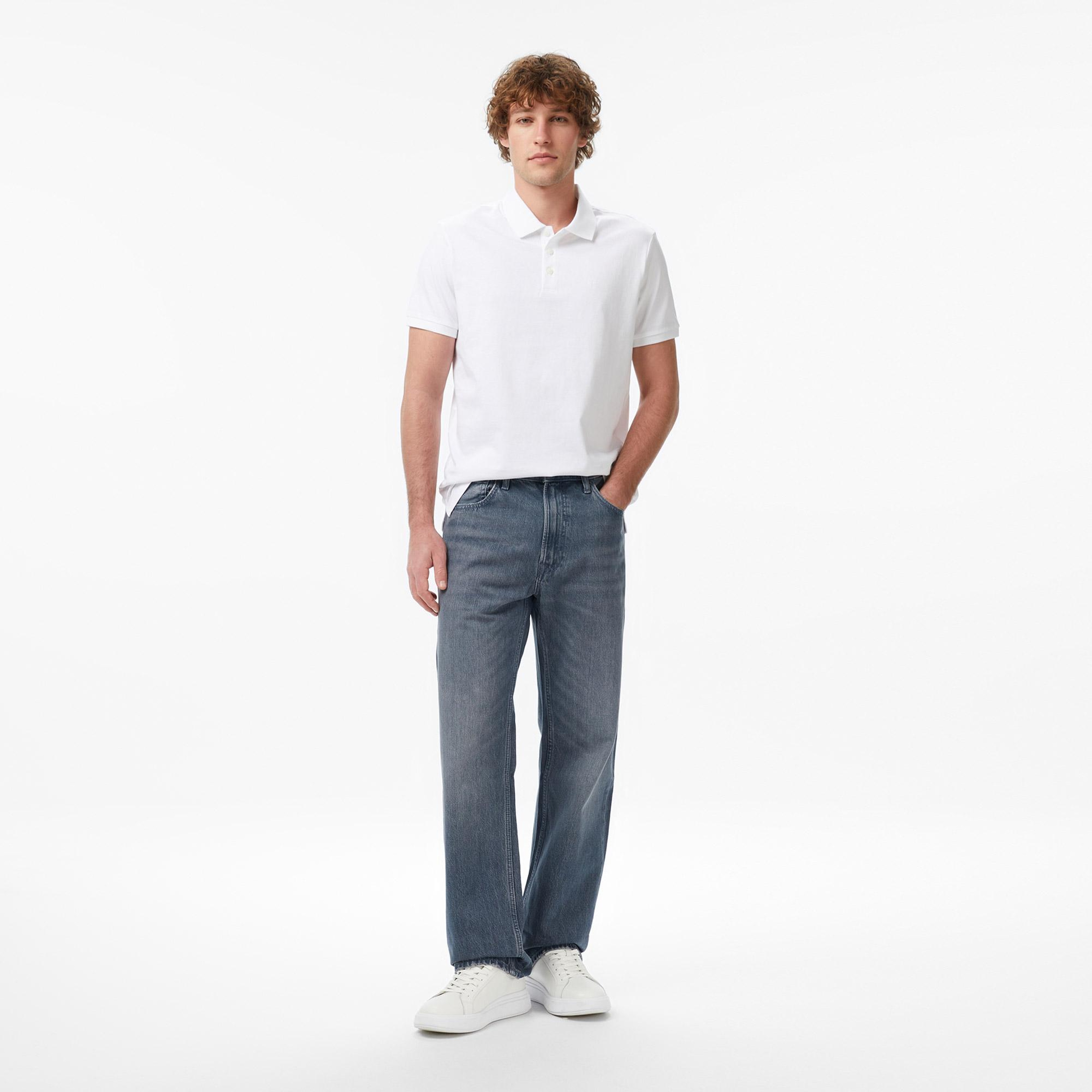 Calvin Klein Classic Monogram Erkek Beyaz Polo