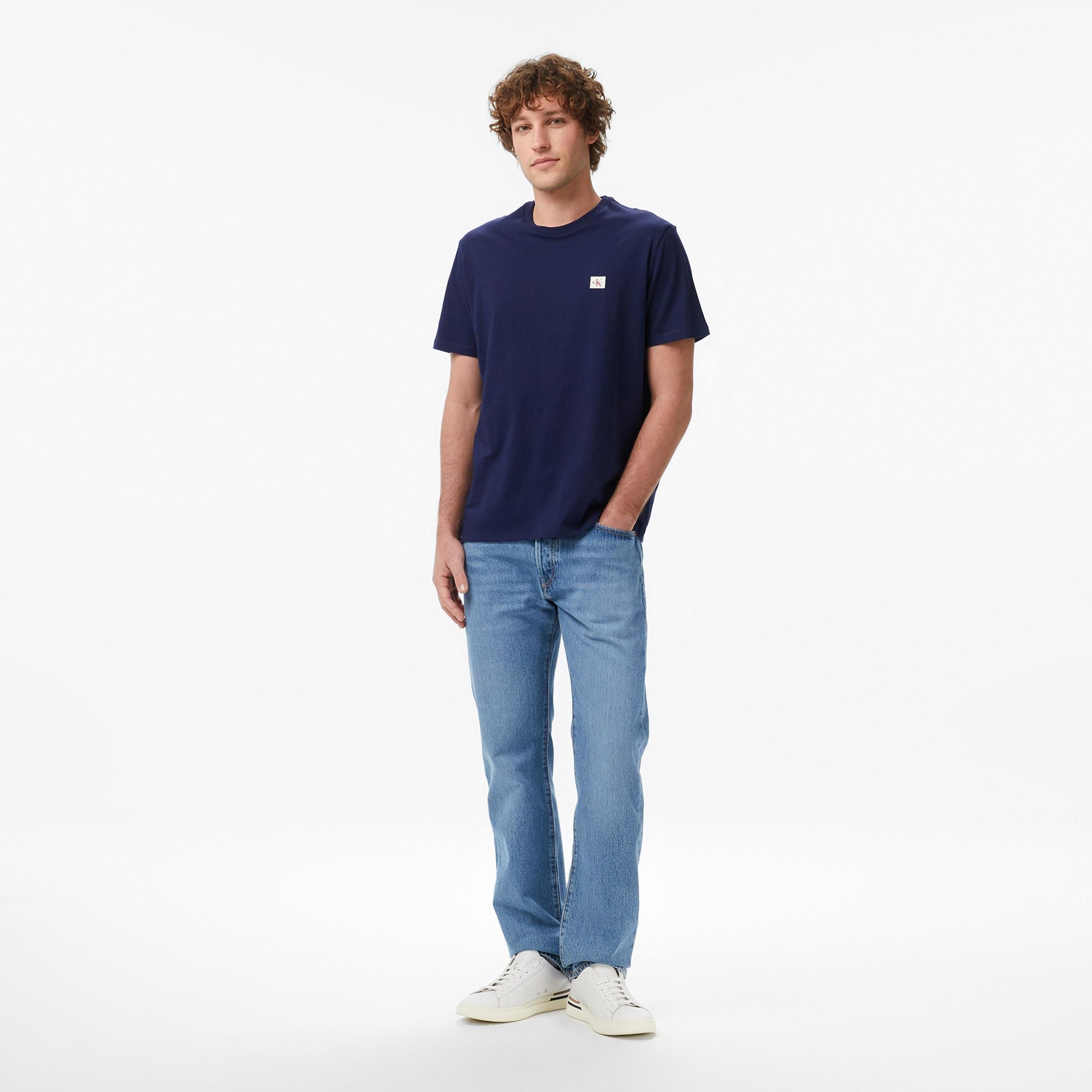 Calvin Klein Badge 30S Jersey Classic  Erkek Mavi T-Shirt