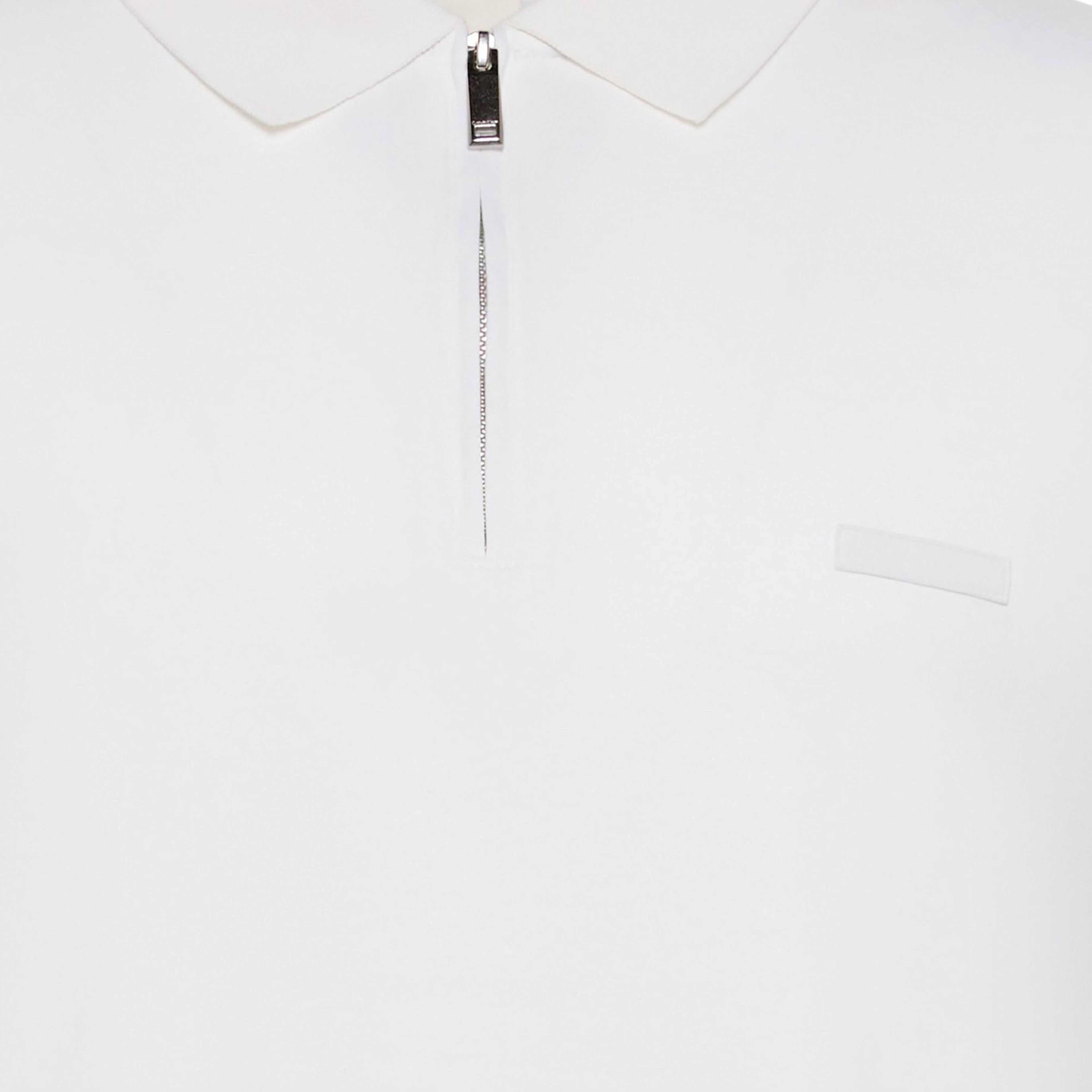 Calvin Klein Slim Supima Zip Erkek Beyaz Polo