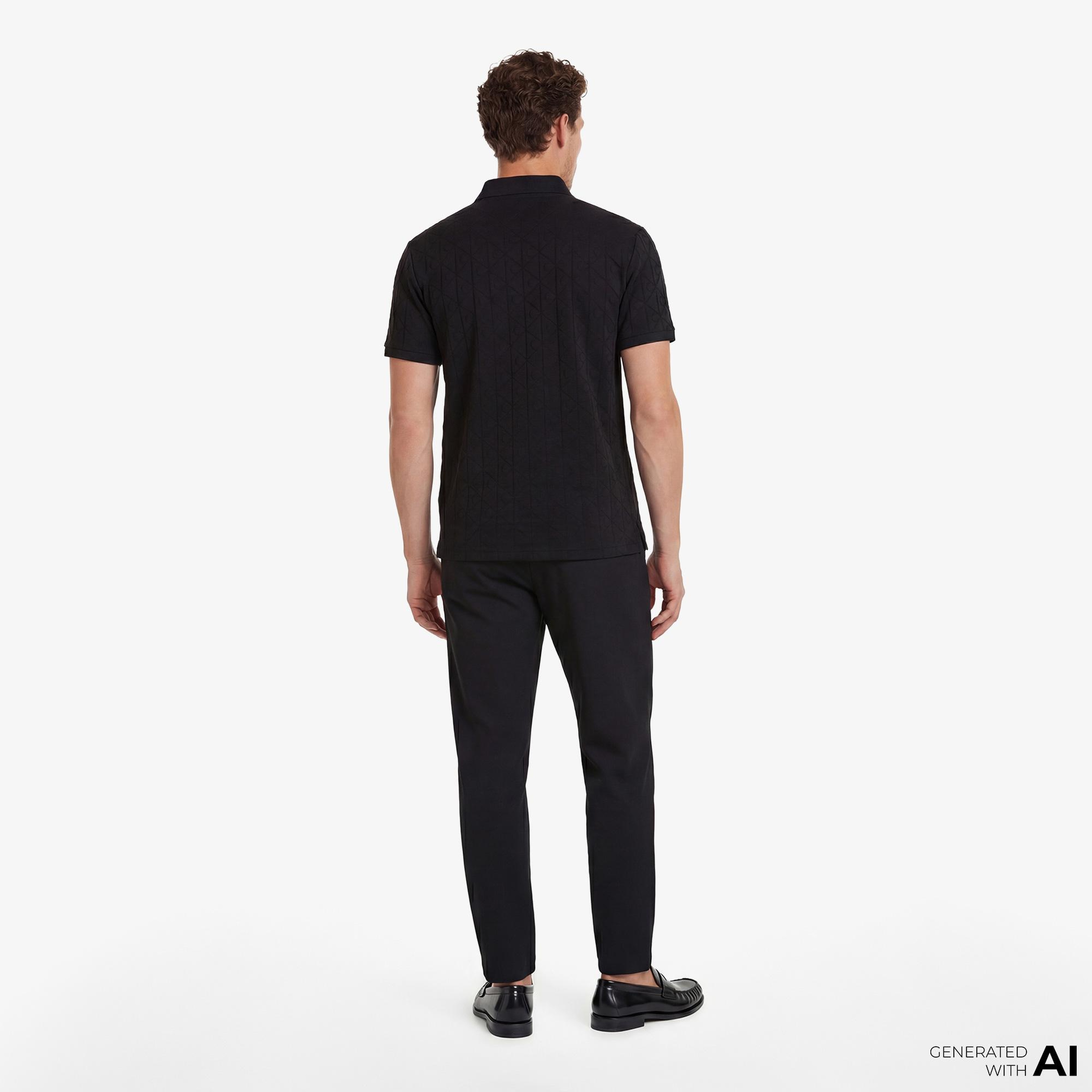 Calvin Klein Mercerized Emblem Jacquar Erkek Siyah Polo