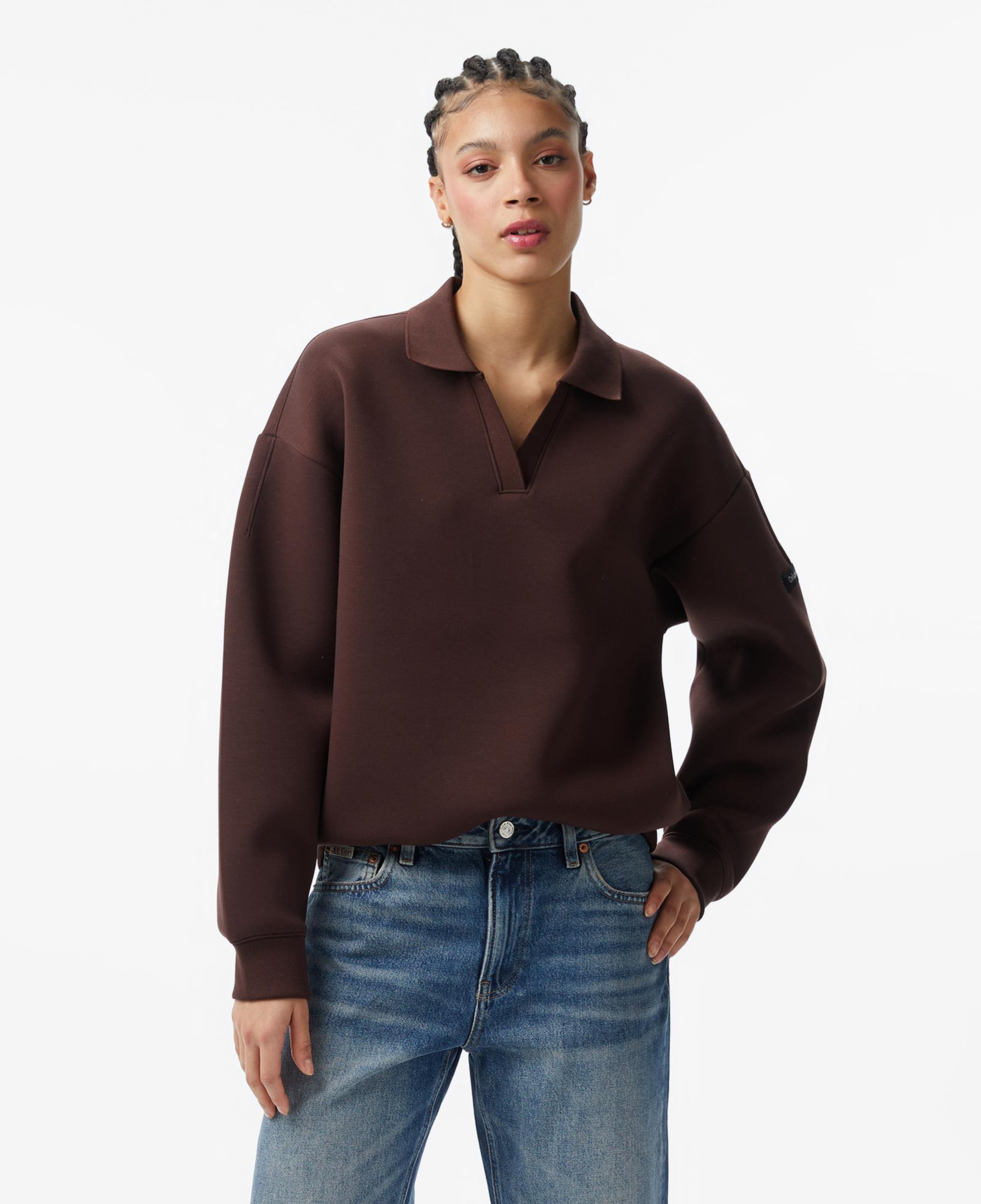 Calvin Klein Scuba Oversized Kadın Kahverengi Sweatshirt