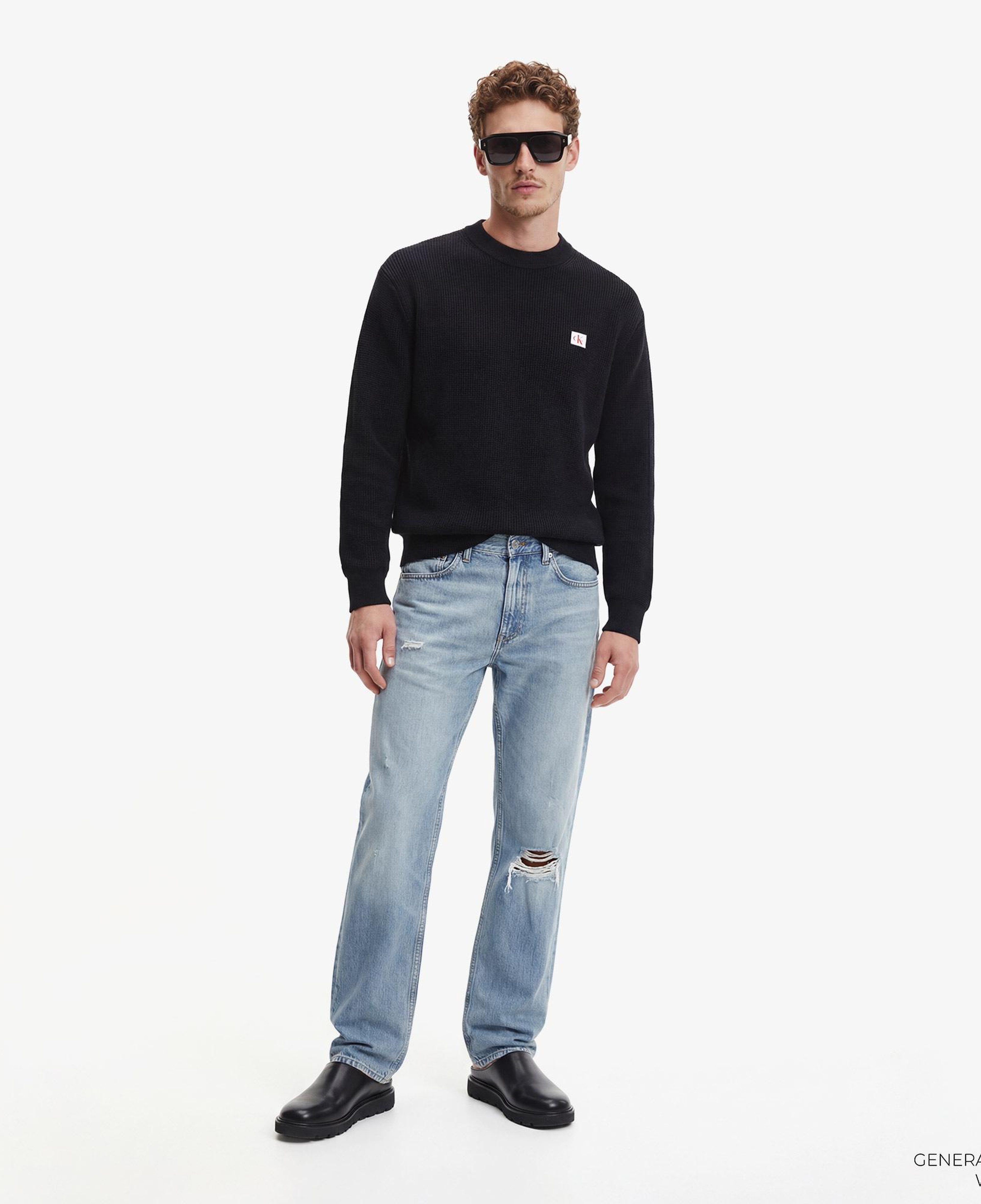 Calvin Klein Cotton Waffle Erkek Siyah Triko