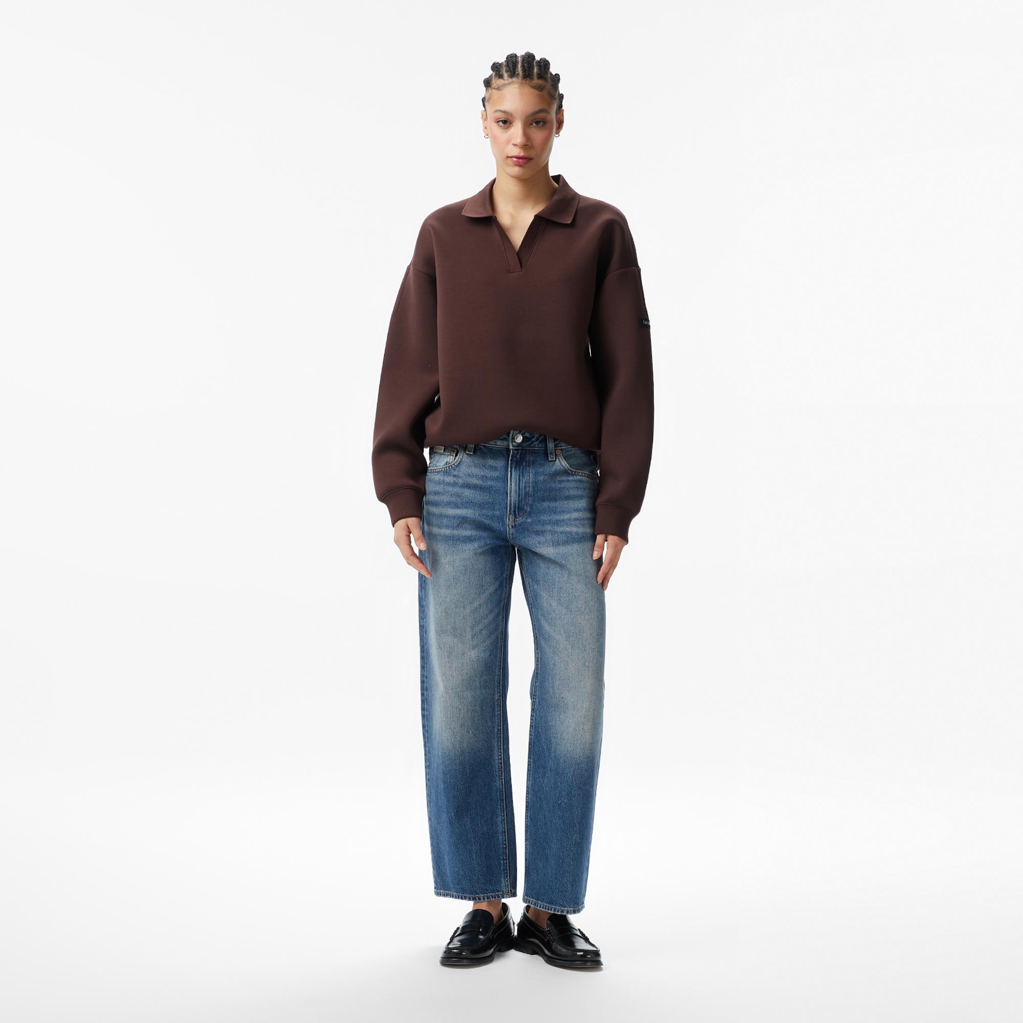 Calvin Klein Scuba Oversized Kadın Kahverengi Sweatshirt