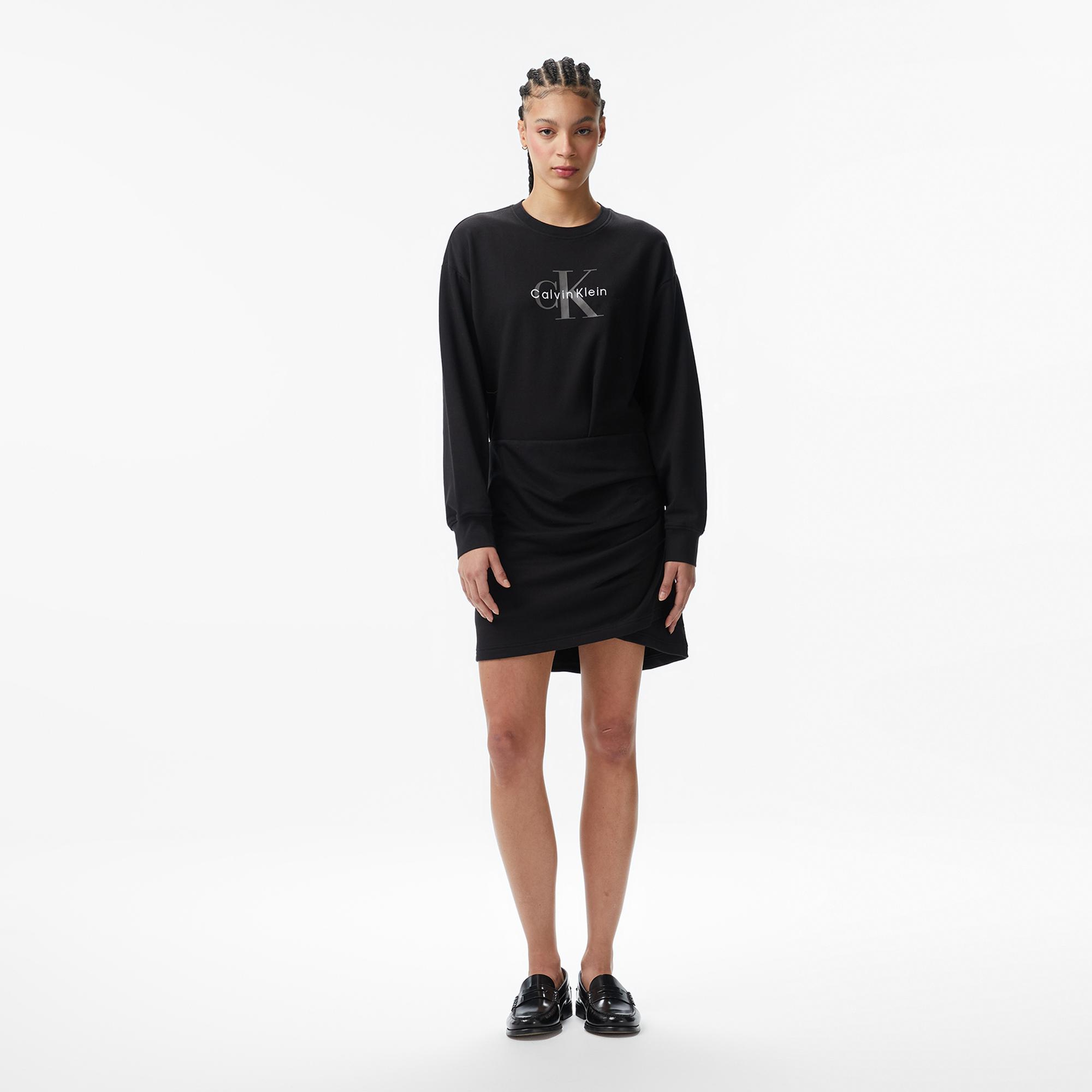 Calvin Klein Monologo Terry Crew Fashion Kadın Siyah Elbise