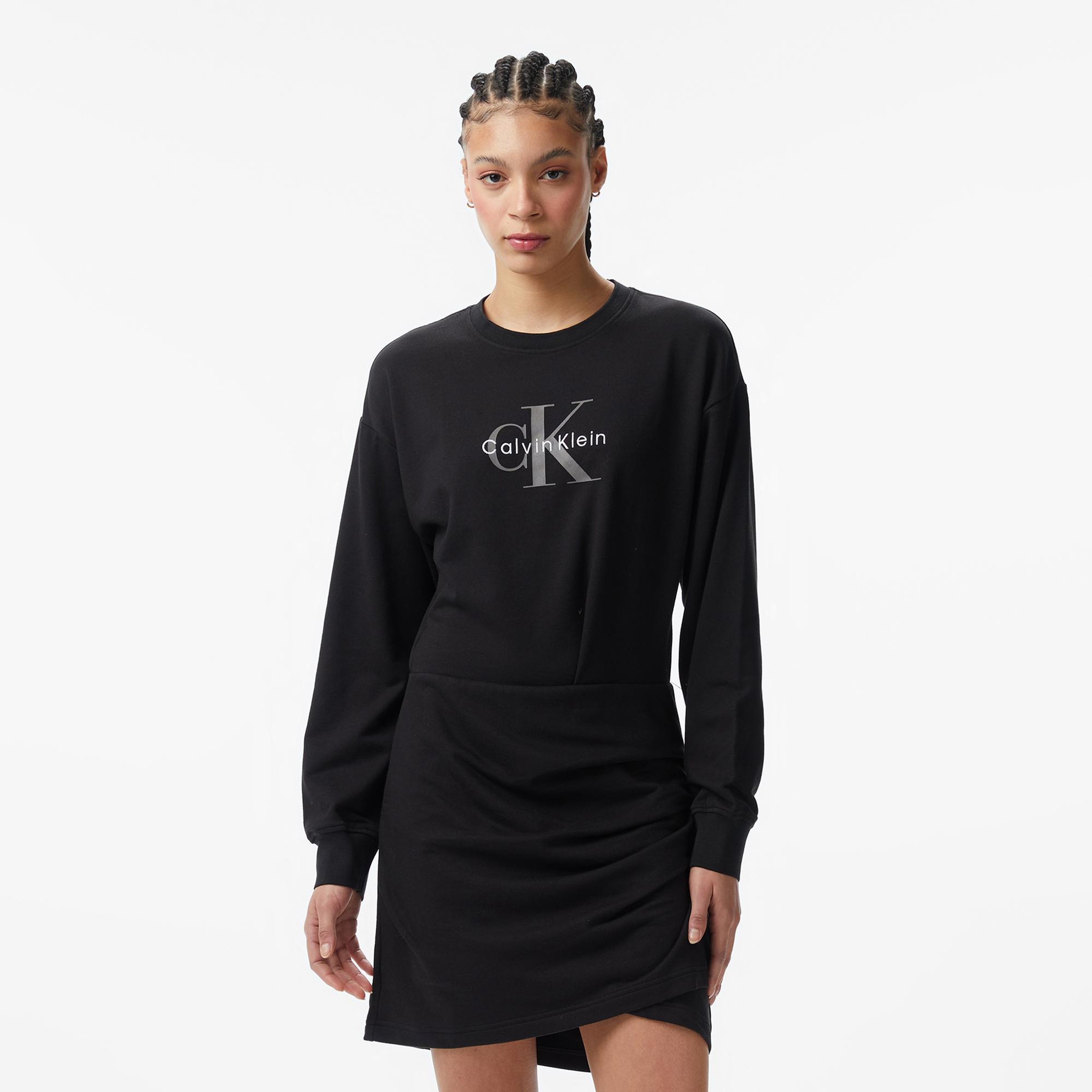 Calvin Klein Monologo Terry Crew Fashion Kadın Siyah Elbise