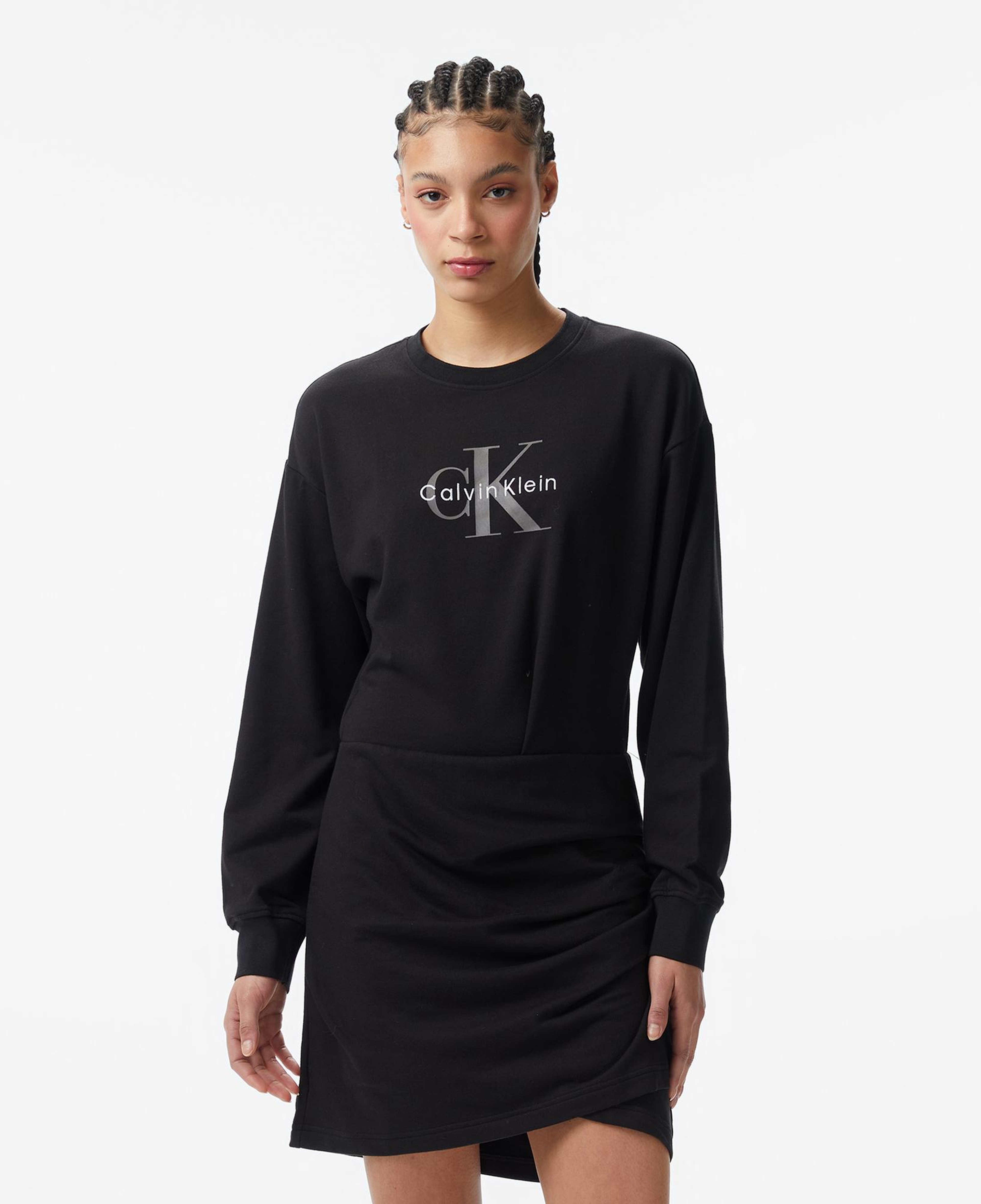 Calvin Klein Monologo Terry Crew Fashion Kadın Siyah Elbise