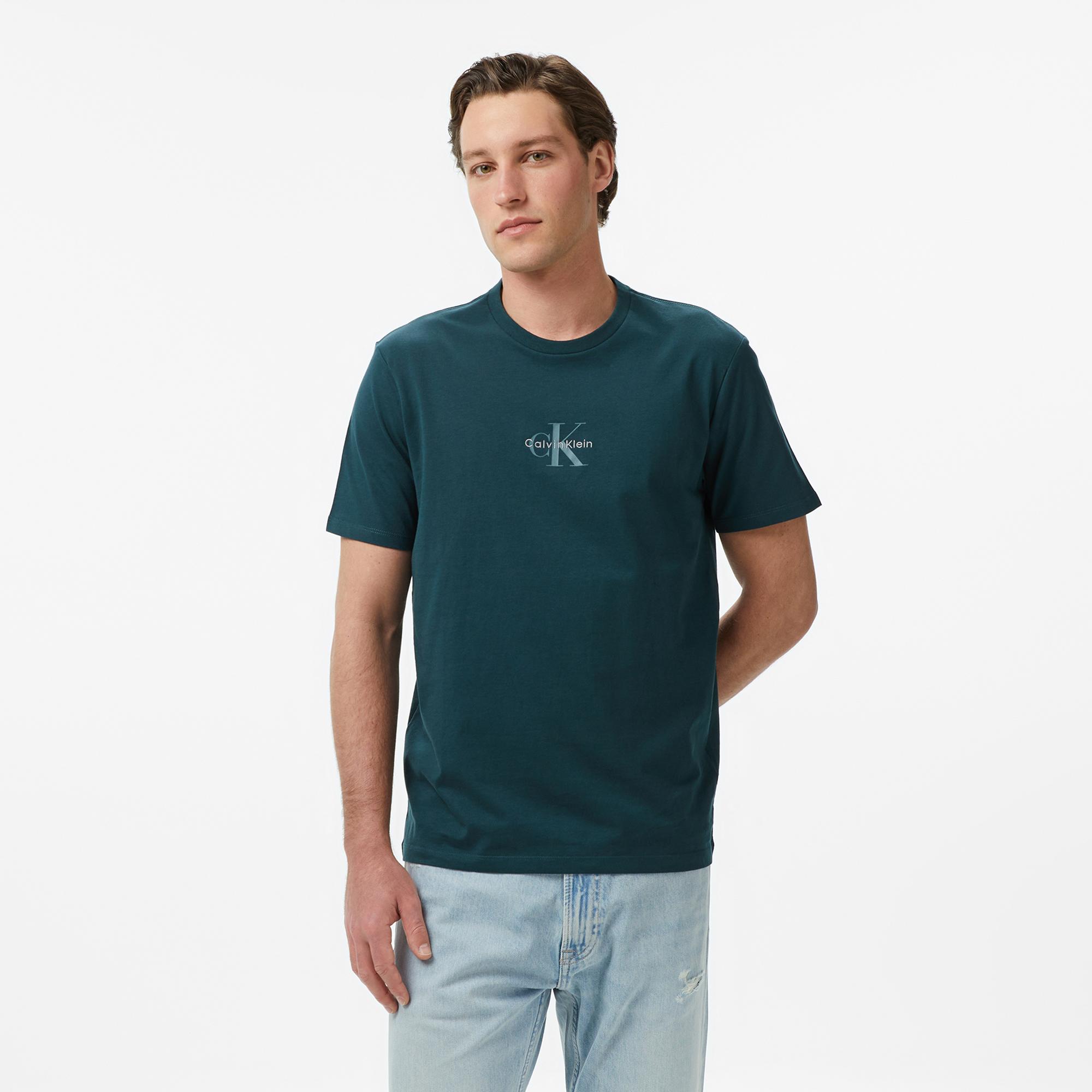 Calvin Klein 30S Micro Monologo Graphic Erkek Yeşil T-Shirt