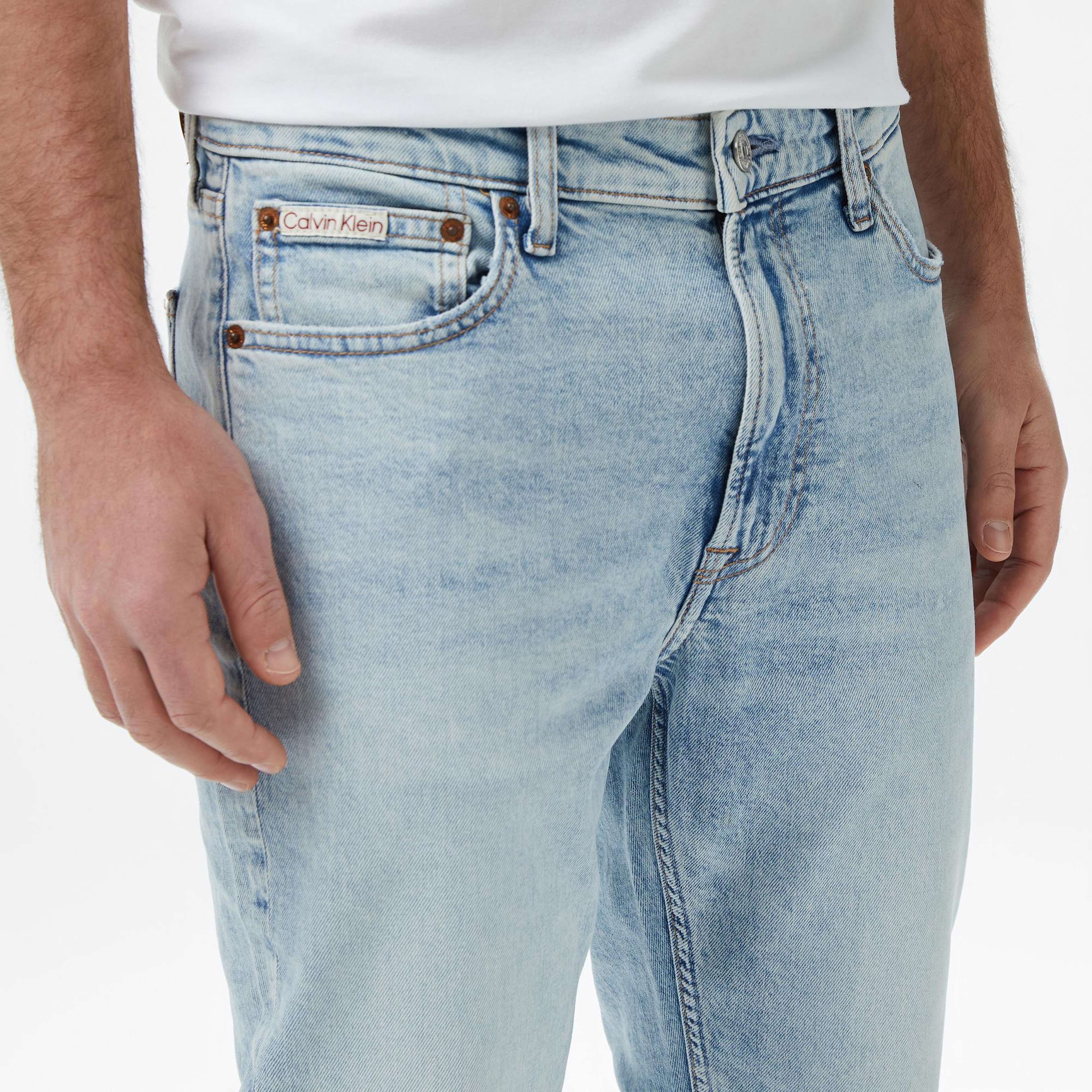 Calvin Klein Slim Taper Marbled Beacon Erkek Mavi Jean
