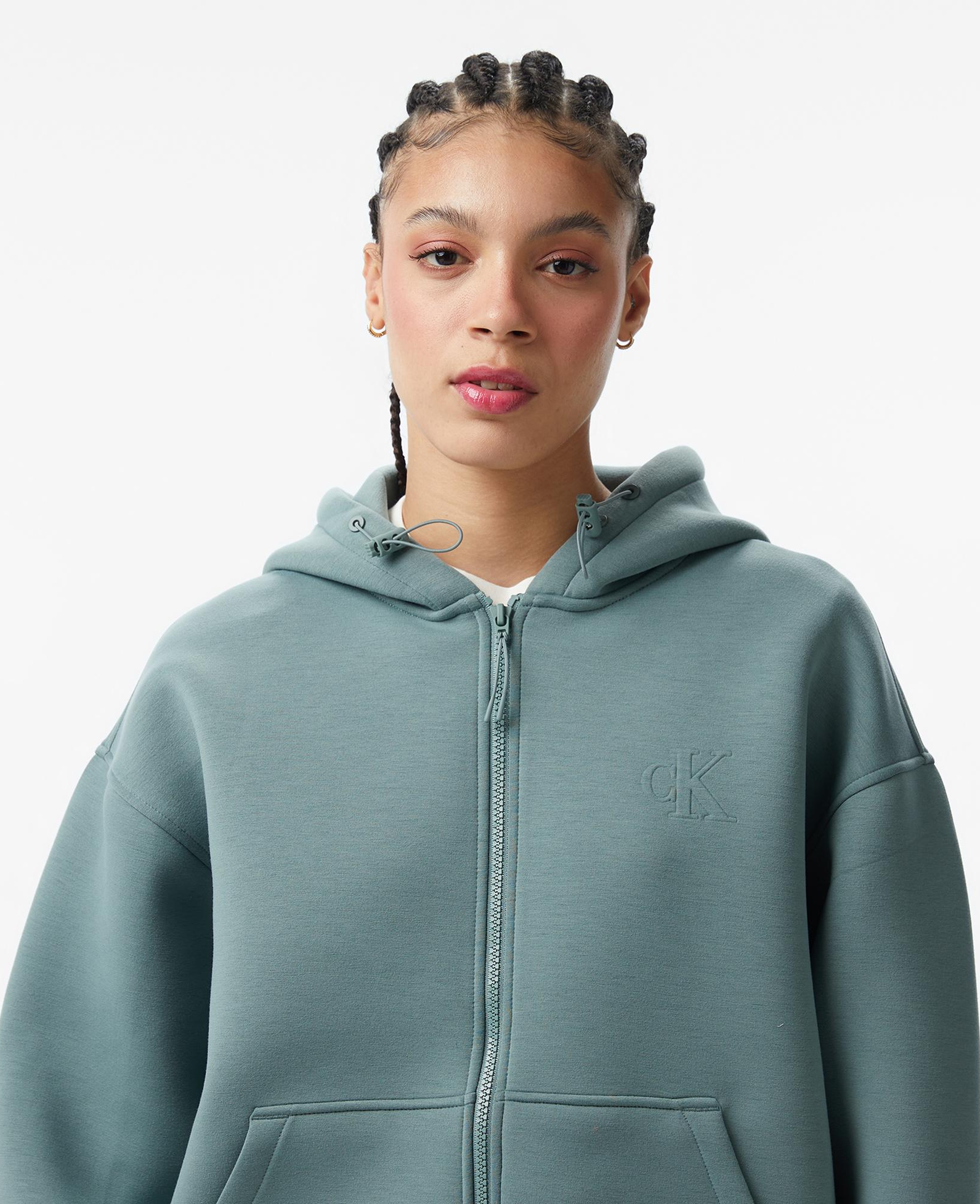 Calvin Klein Scuba Cropped Oversized Kadın Gri Sweatshirt