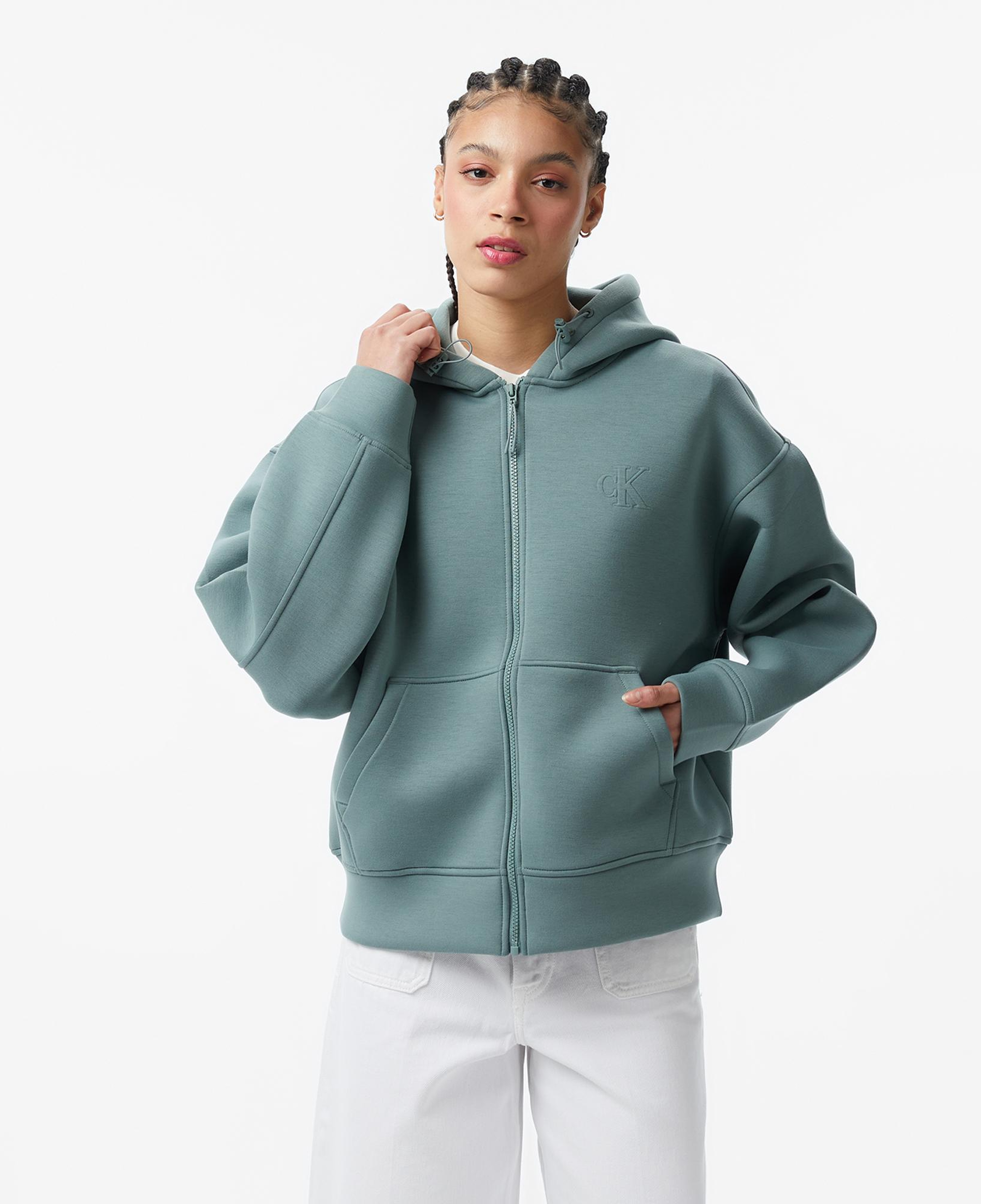 Calvin Klein Scuba Cropped Oversized Kadın Gri Sweatshirt