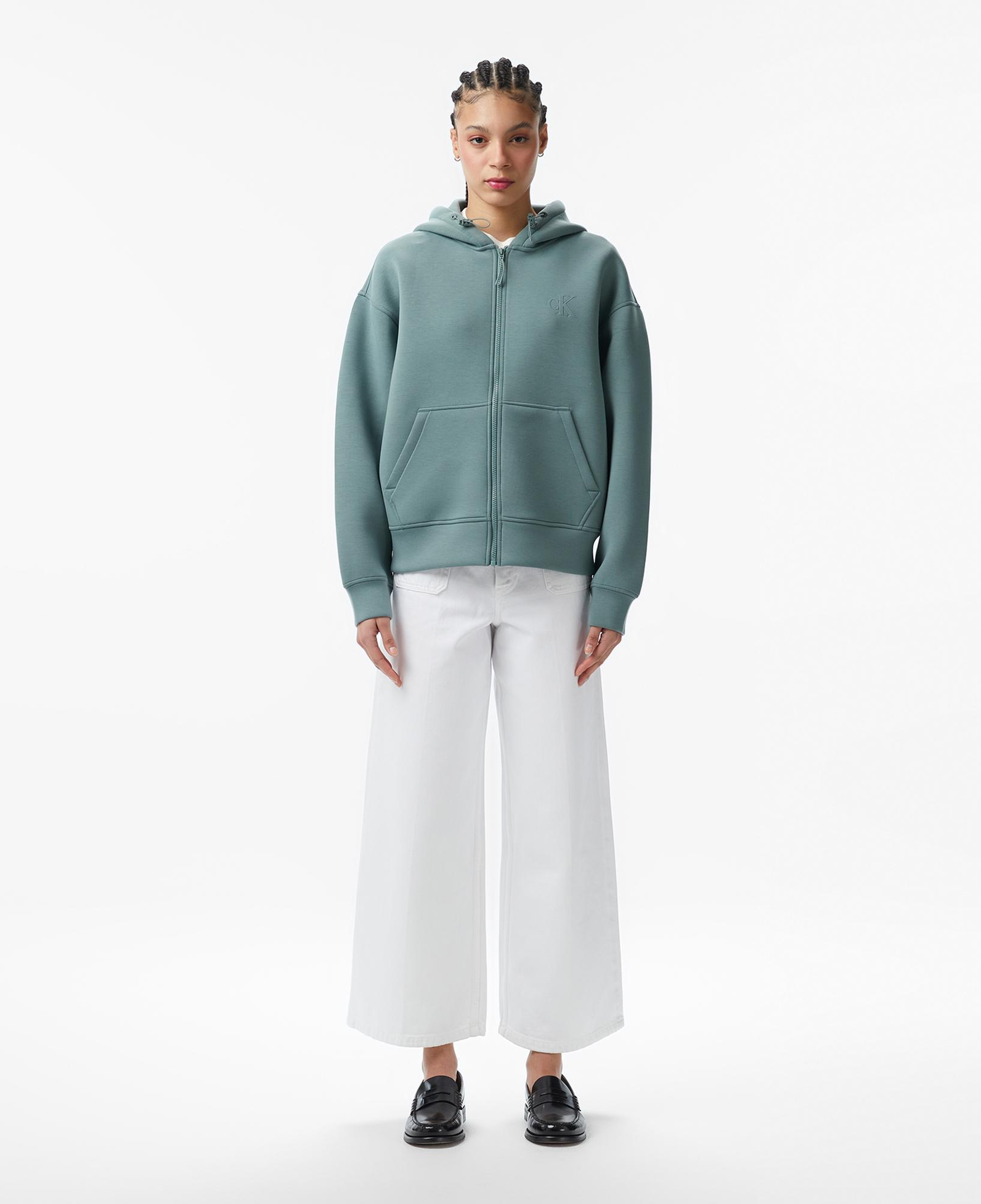 Calvin Klein Scuba Cropped Oversized Kadın Gri Sweatshirt