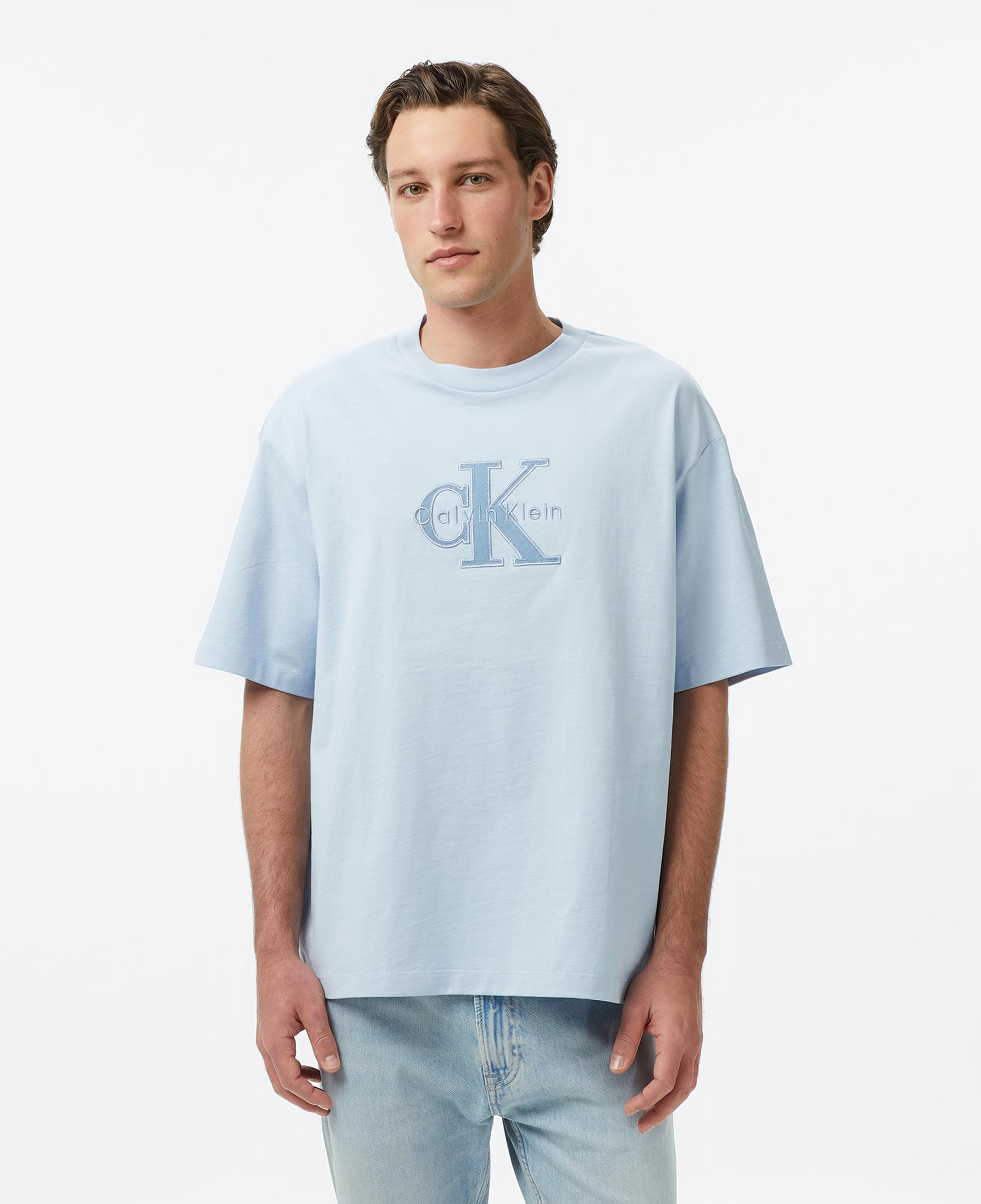 Calvin Klein 16S Elevated Monologo Erkek Mavi T-Shirt