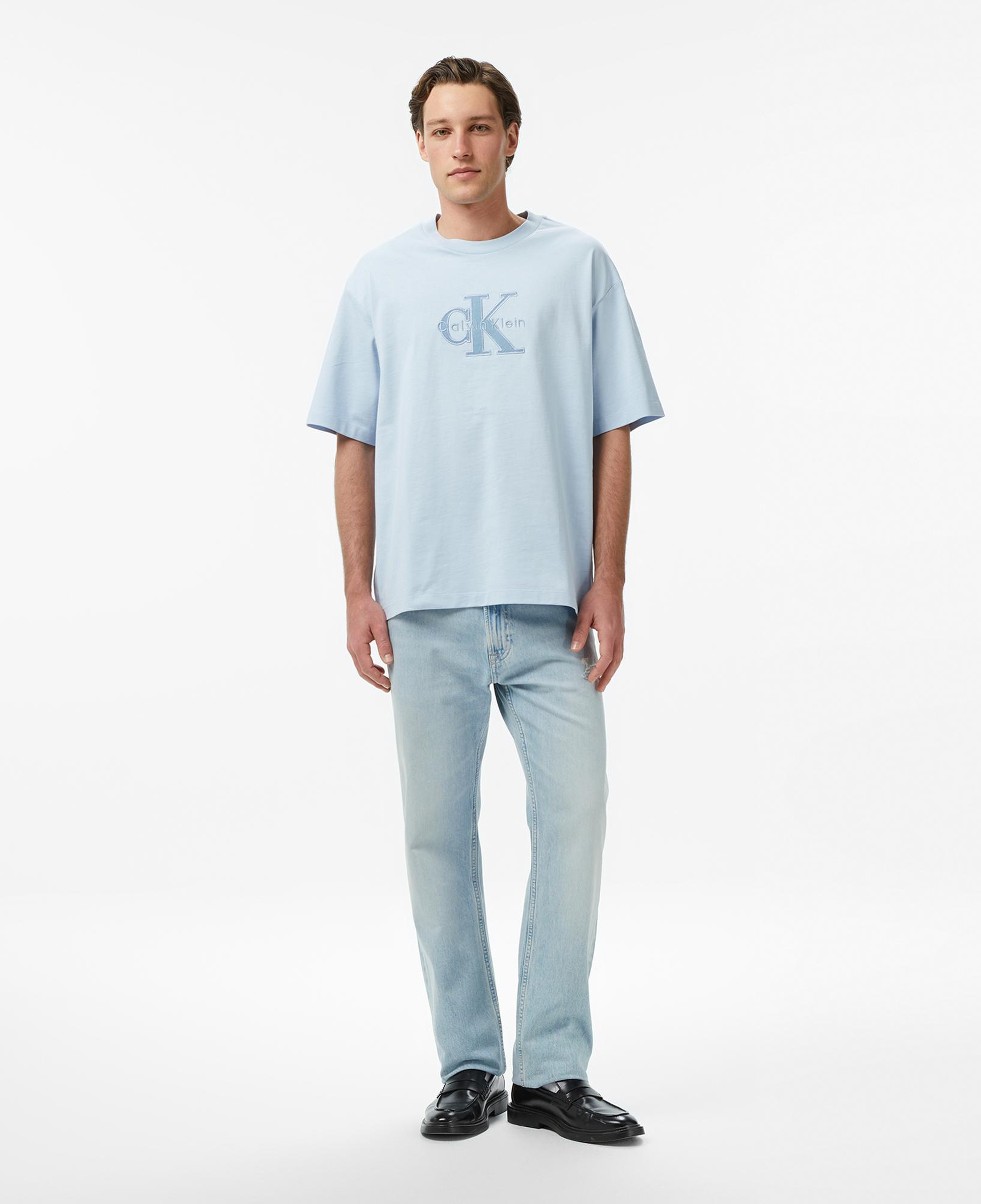 Calvin Klein 16S Elevated Monologo Erkek Mavi T-Shirt