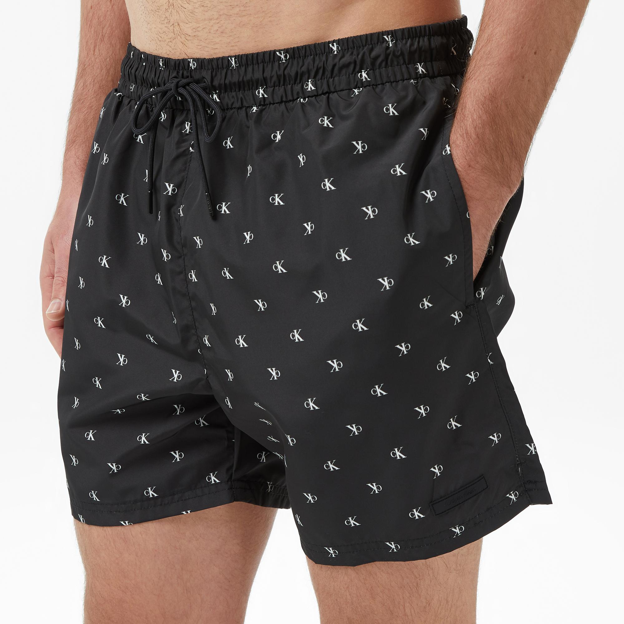 Calvin Klein Medium Drawstring Covered Erkek Siyah Deniz Şortu