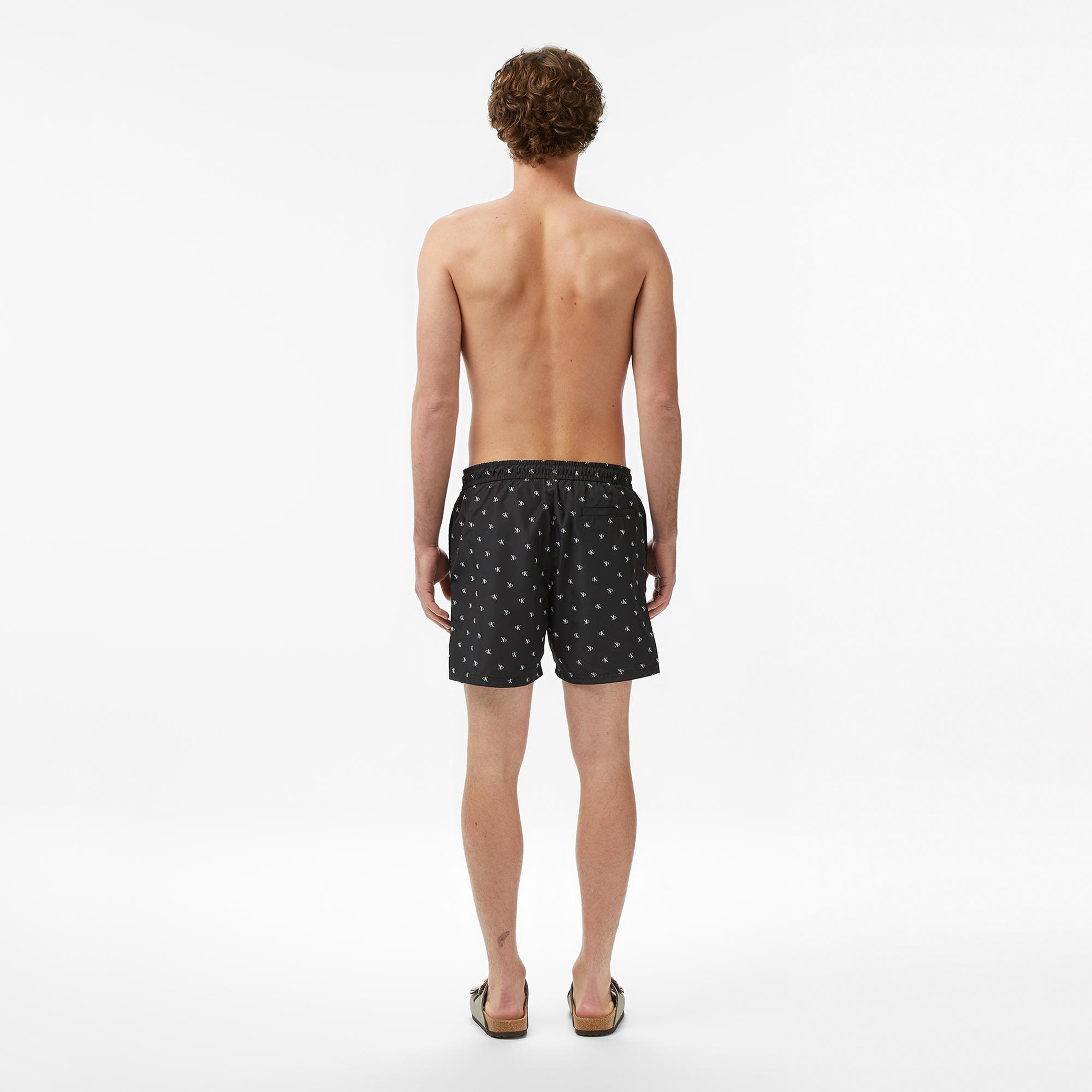 Calvin Klein Medium Drawstring Covered Erkek Siyah Deniz Şortu