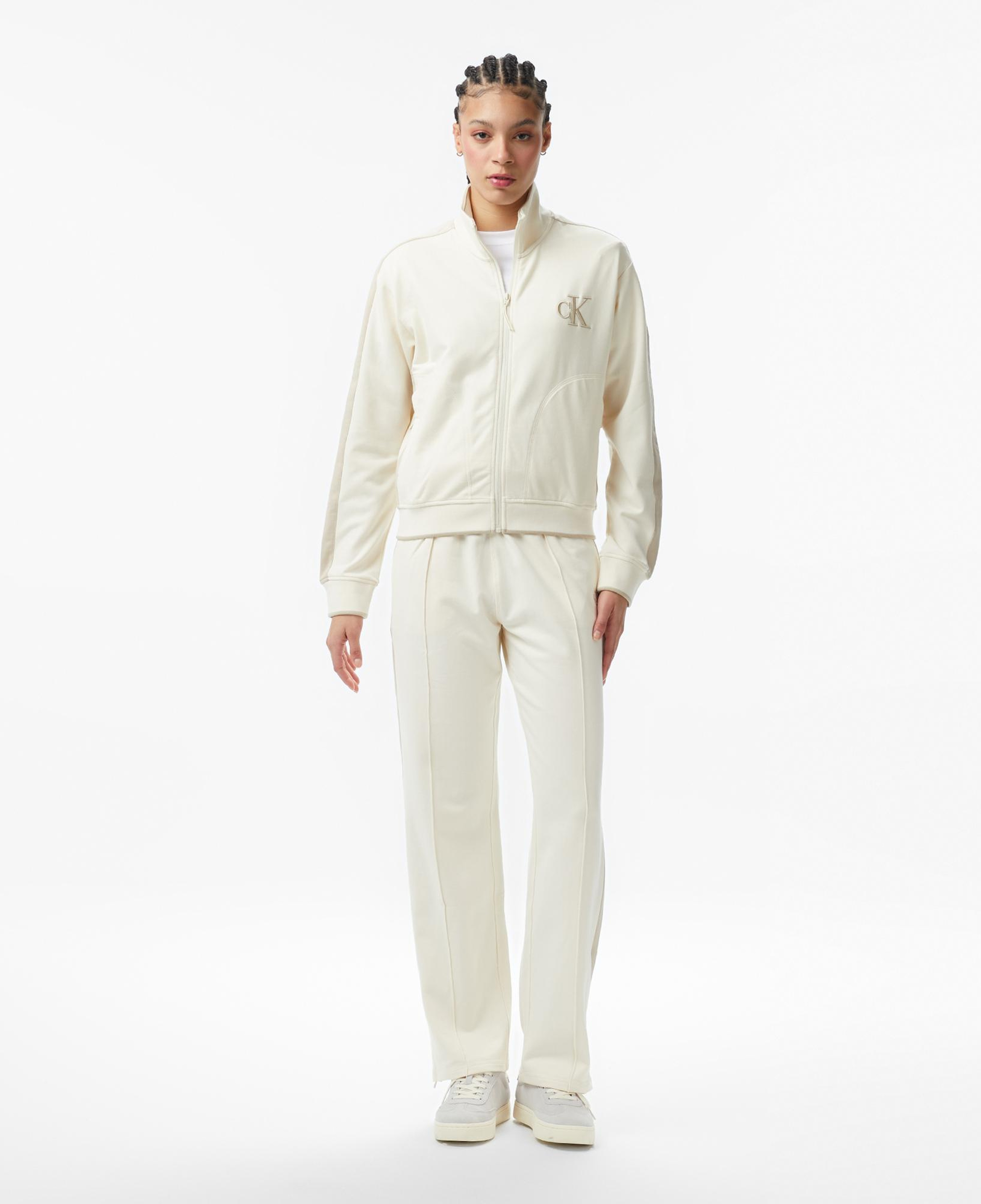 Calvin Klein Stretch Terry Track Kadın Beyaz Ceket