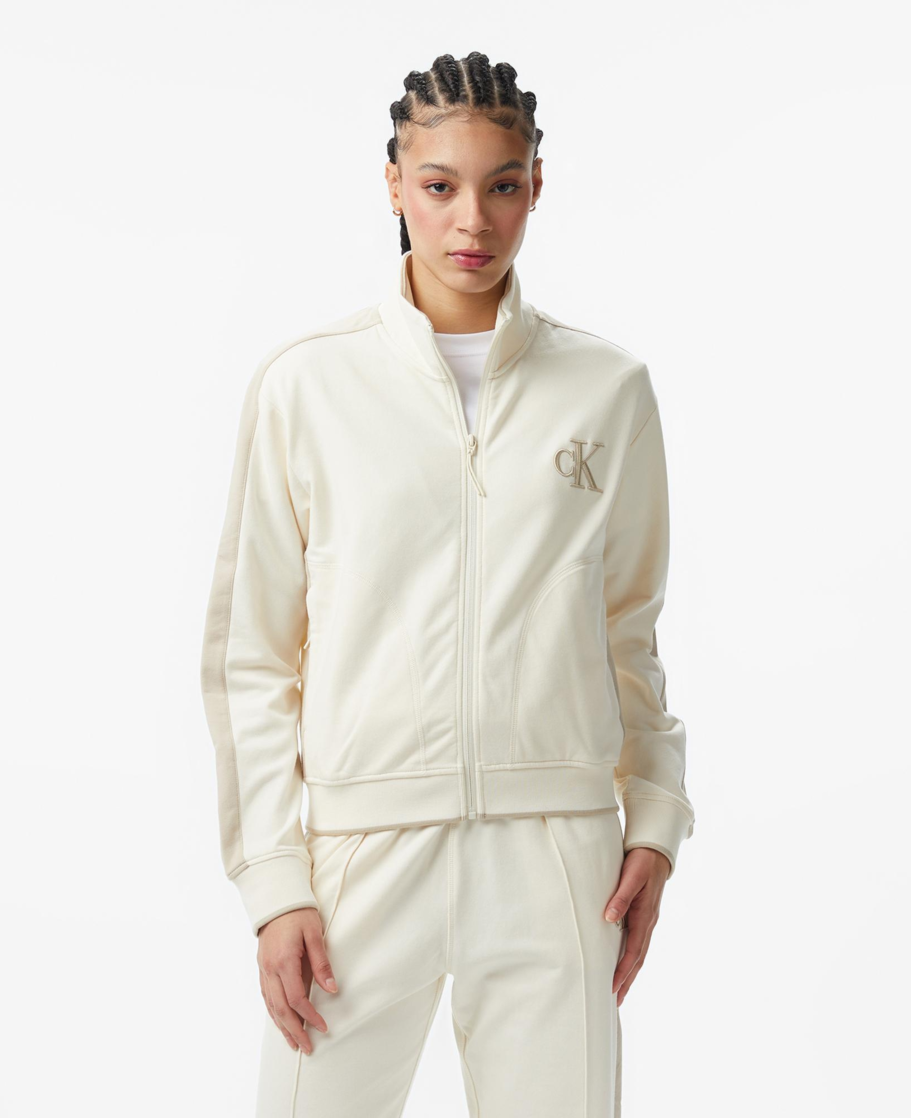Calvin Klein Stretch Terry Track Kadın Beyaz Ceket
