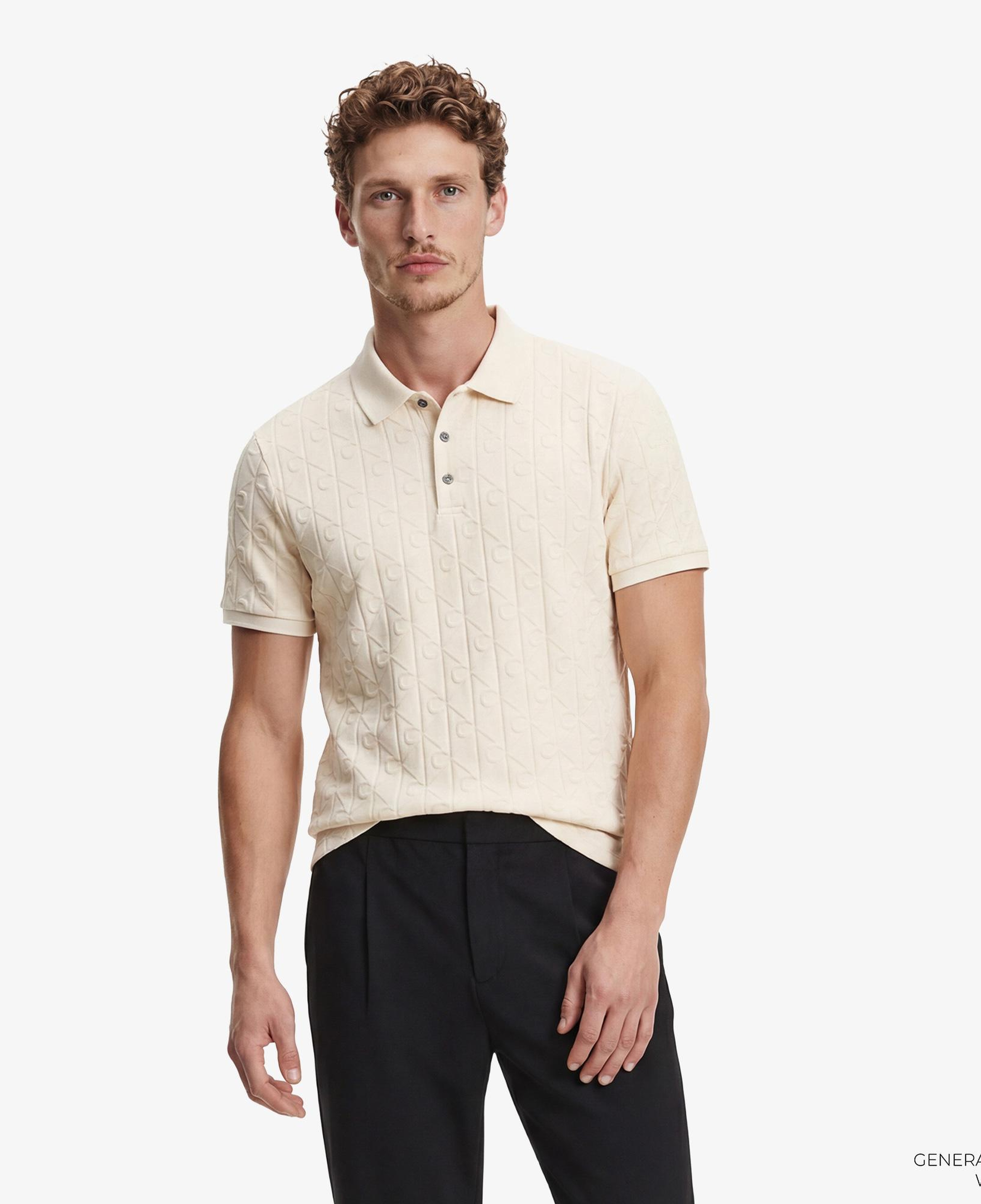 Calvin Klein Mercerized Emblem Jacquar Erkek Beyaz Polo