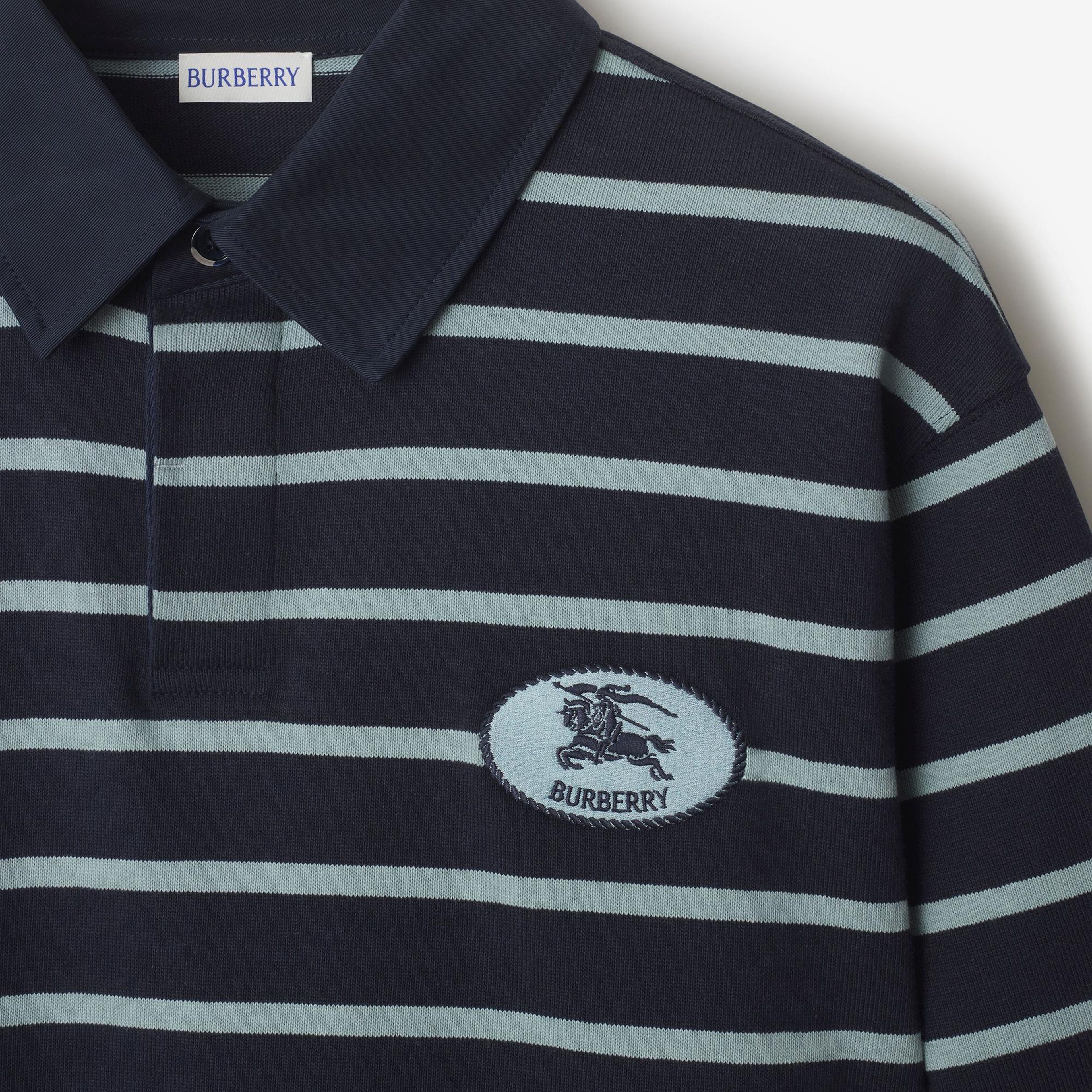 Burberry Striped Cotton Erkek Mavi Polo