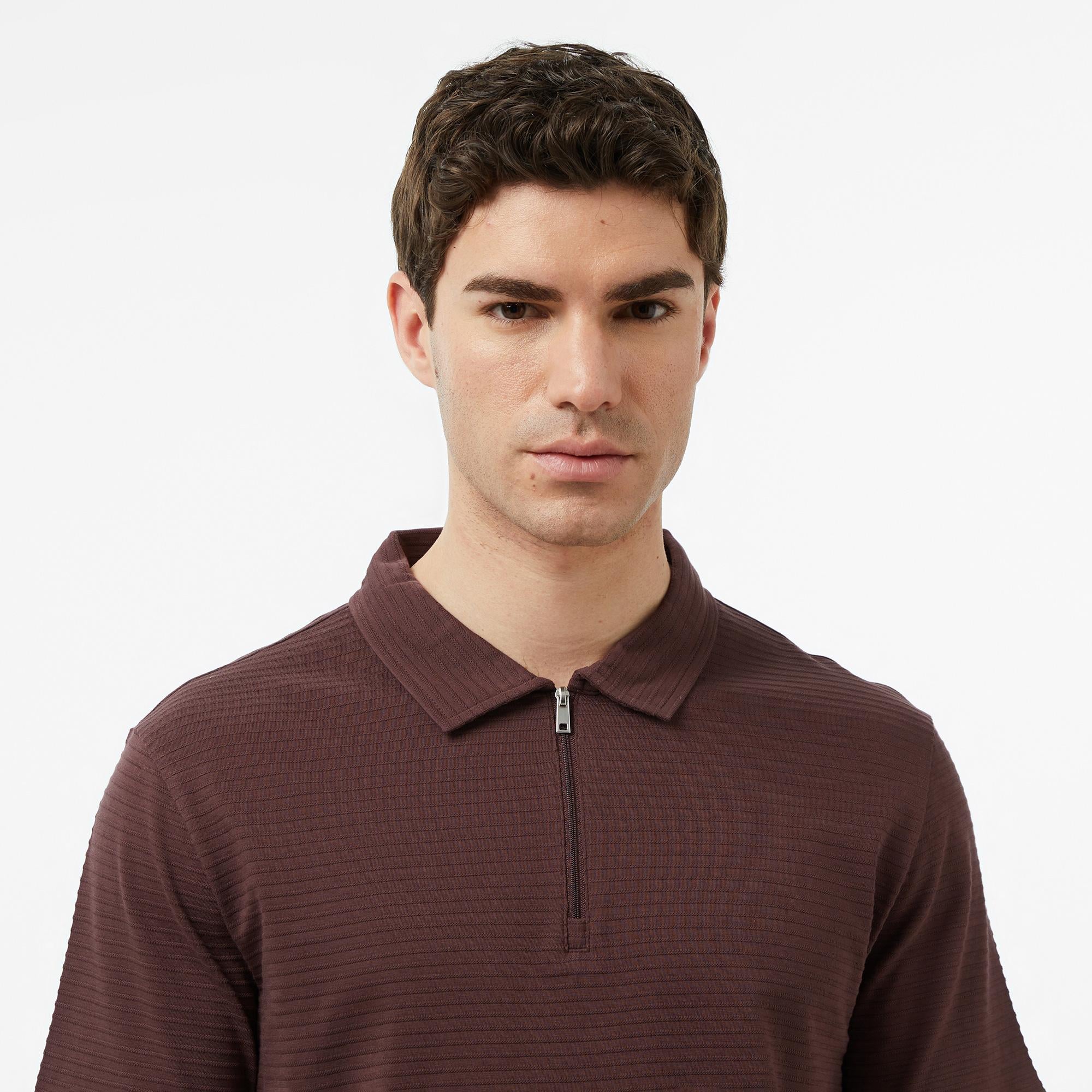 Nautica Erkek Kahverengi Regular Fit Çizgili Polo Yaka T-Shirt