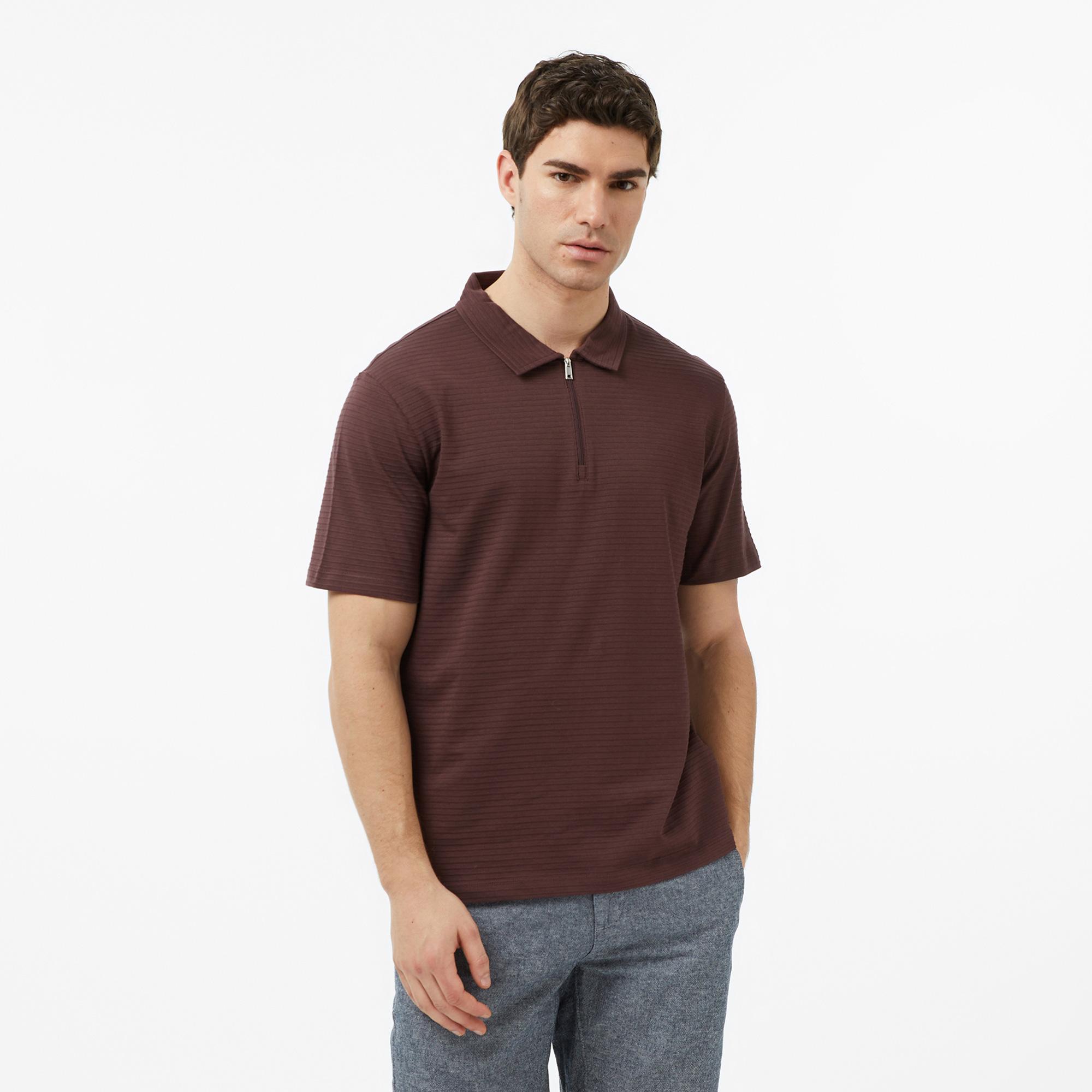 Nautica Erkek Kahverengi Regular Fit Çizgili Polo Yaka T-Shirt