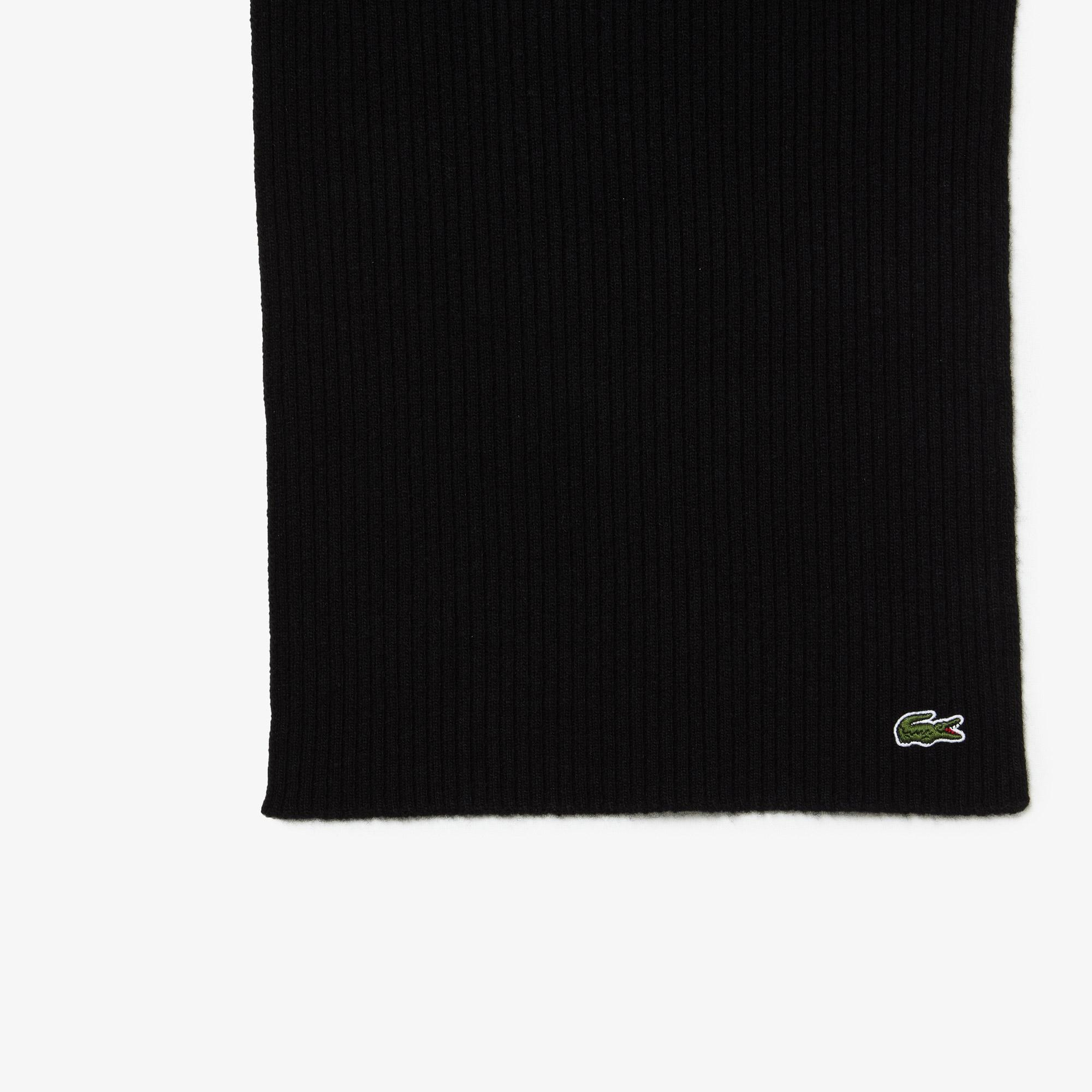 Lacoste Unisex Yün Siyah Atkı