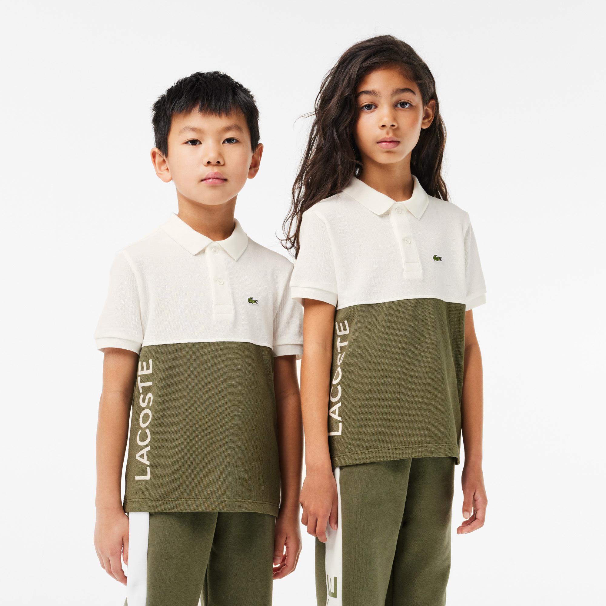 Lacoste Çocuk Renk Bloklu Beyaz Polo