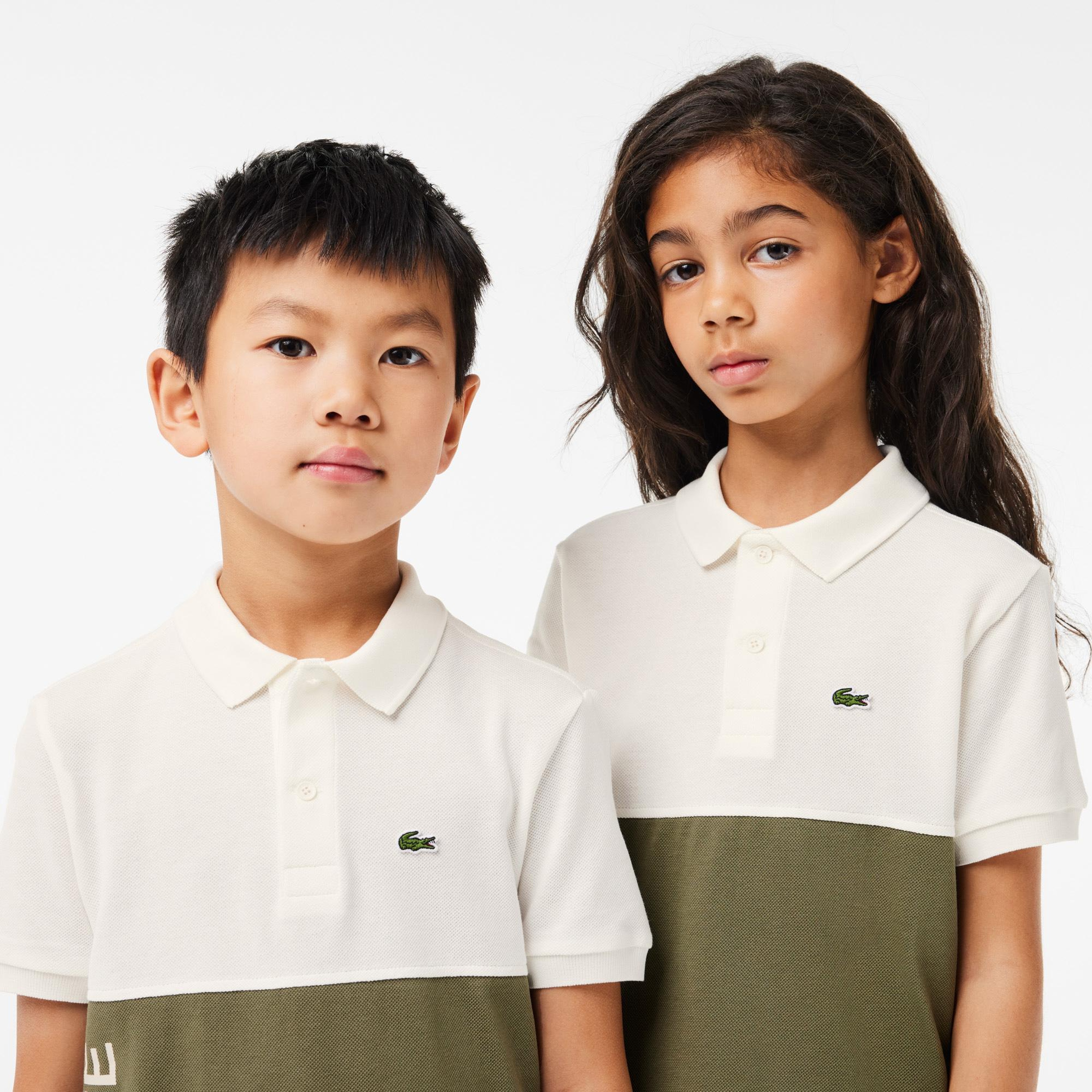 Lacoste Çocuk Renk Bloklu Beyaz Polo
