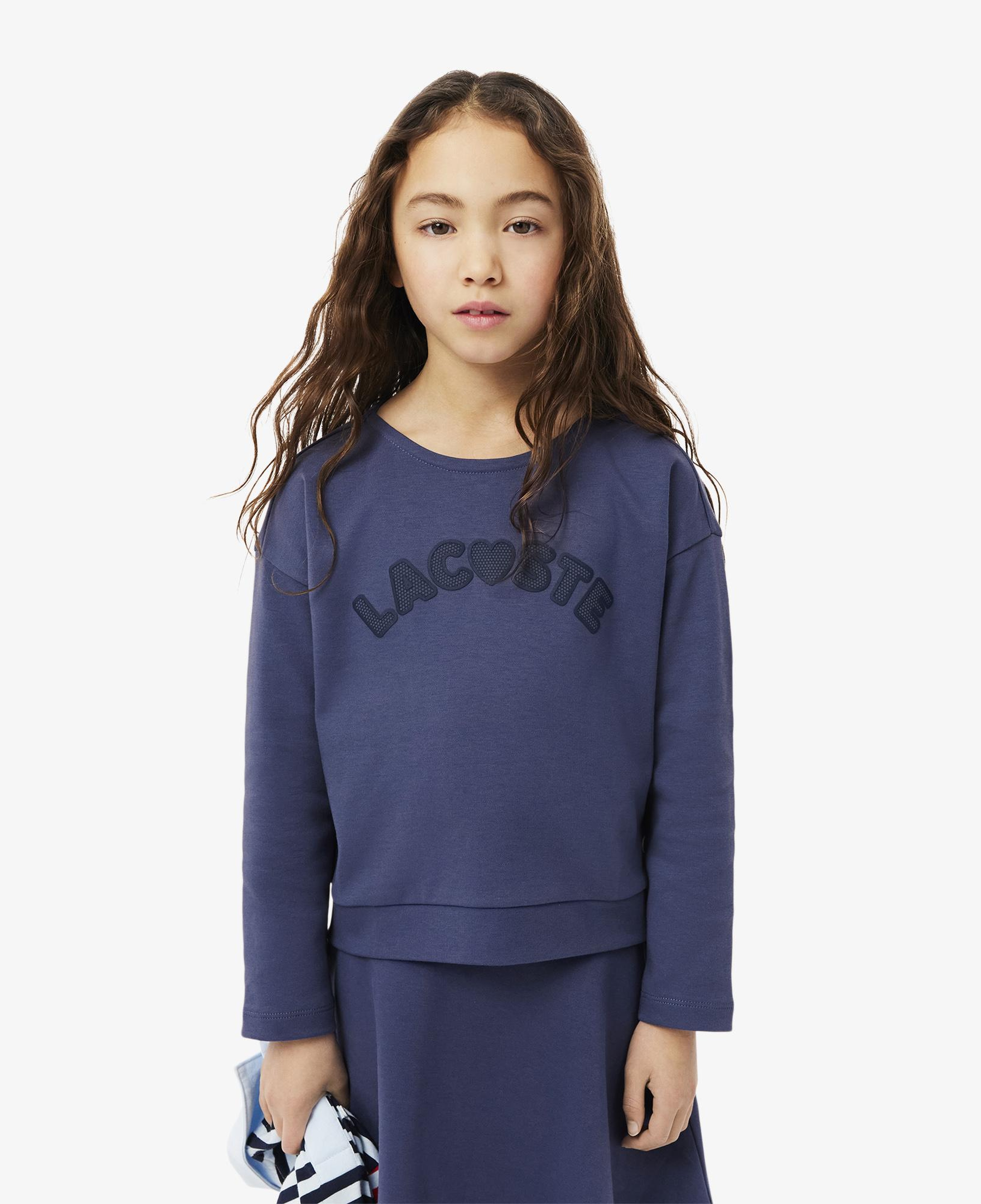 Lacoste Kız Çocuk Uzun Kollu Bisiklet Yaka Baskılı Mor T-Shirt