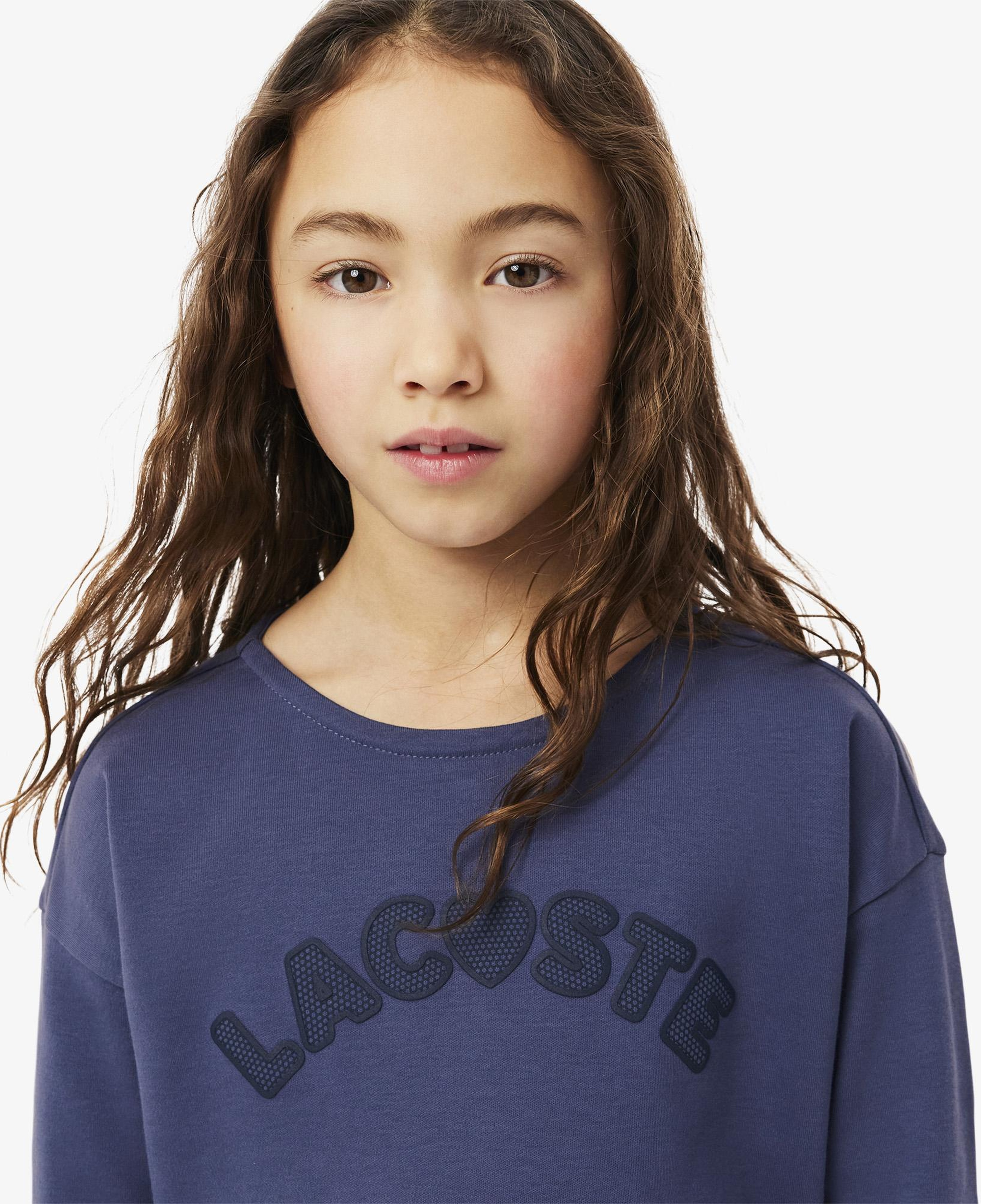 Lacoste Kız Çocuk Uzun Kollu Bisiklet Yaka Baskılı Mor T-Shirt