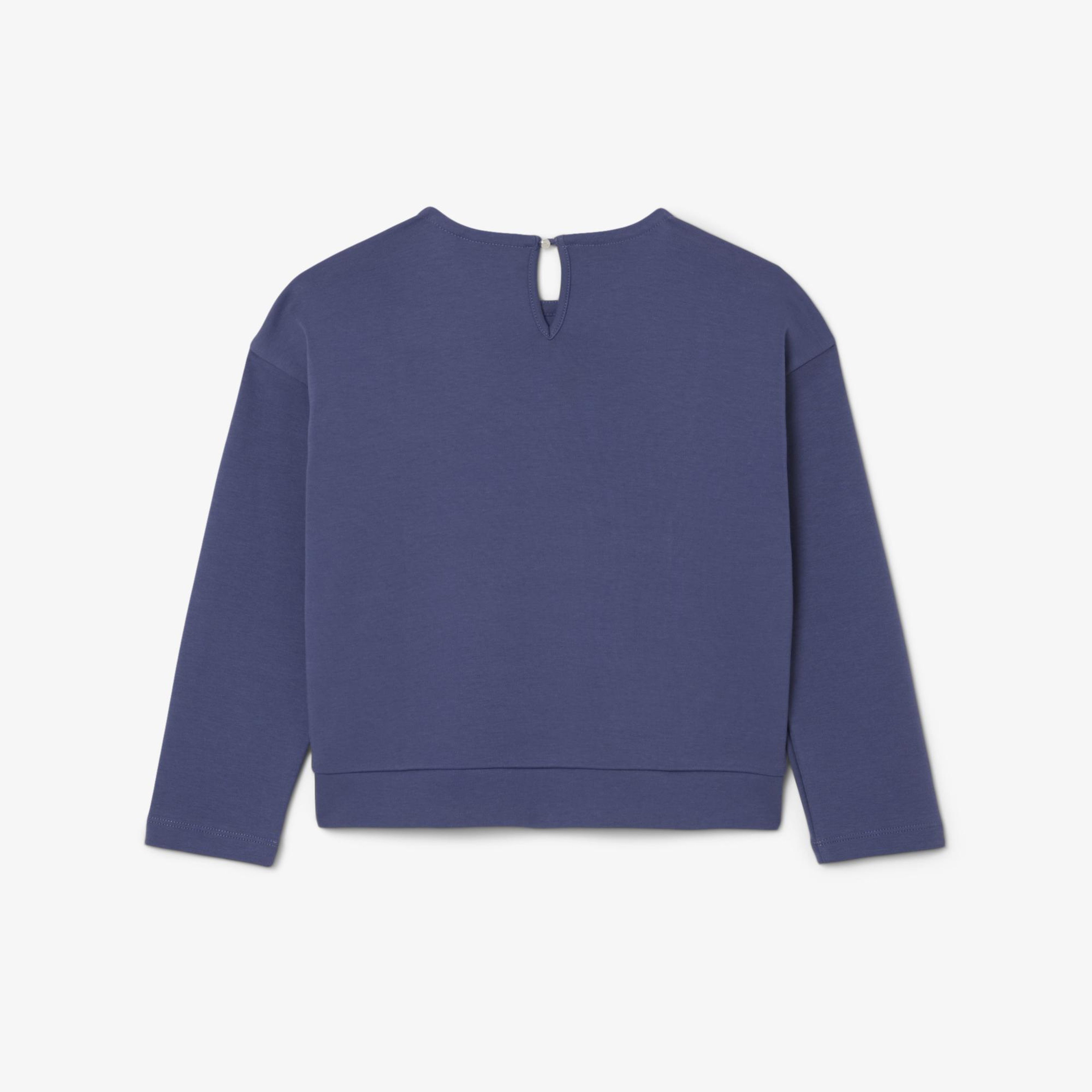 Lacoste Kız Çocuk Uzun Kollu Bisiklet Yaka Baskılı Mor T-Shirt