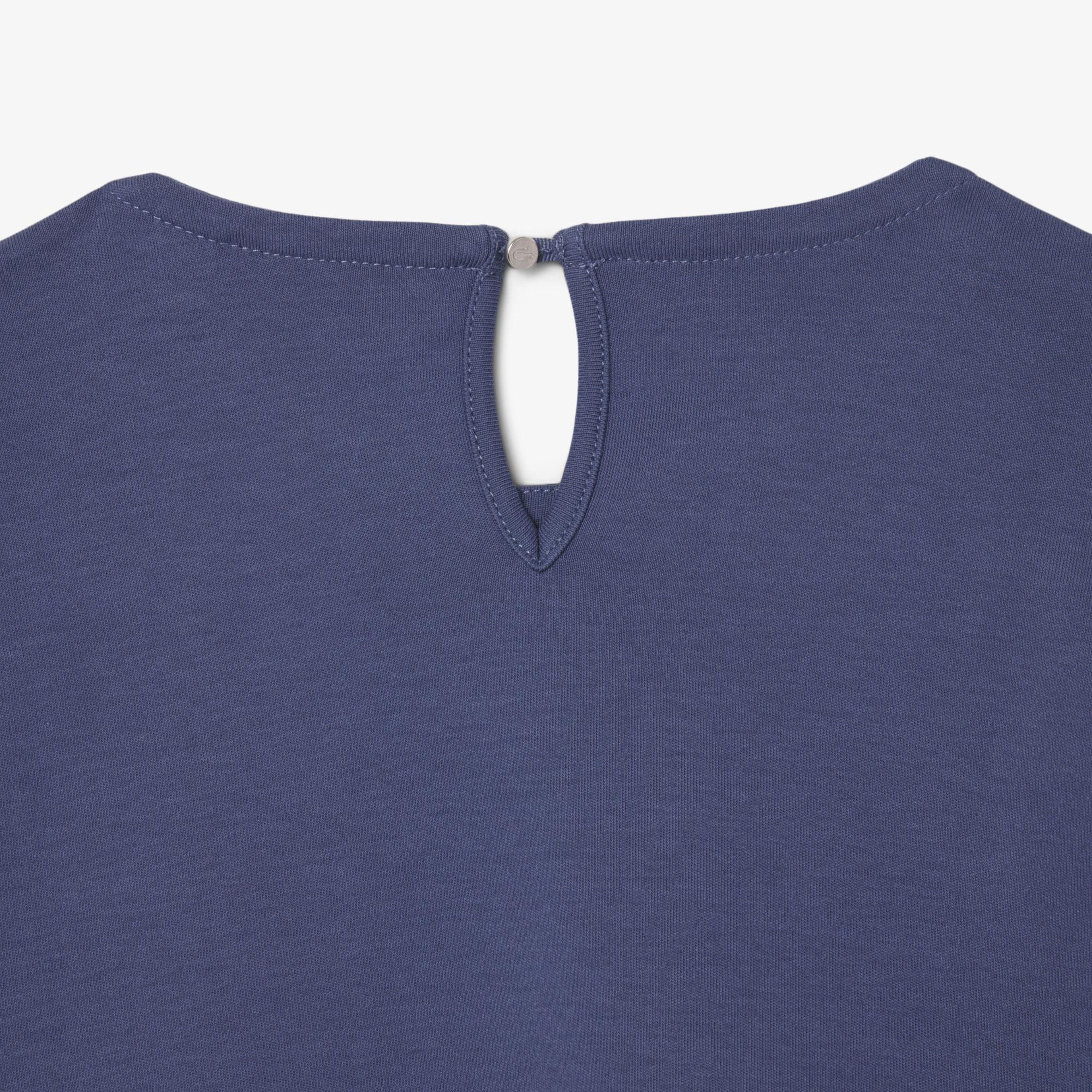 Lacoste Kız Çocuk Uzun Kollu Bisiklet Yaka Baskılı Mor T-Shirt