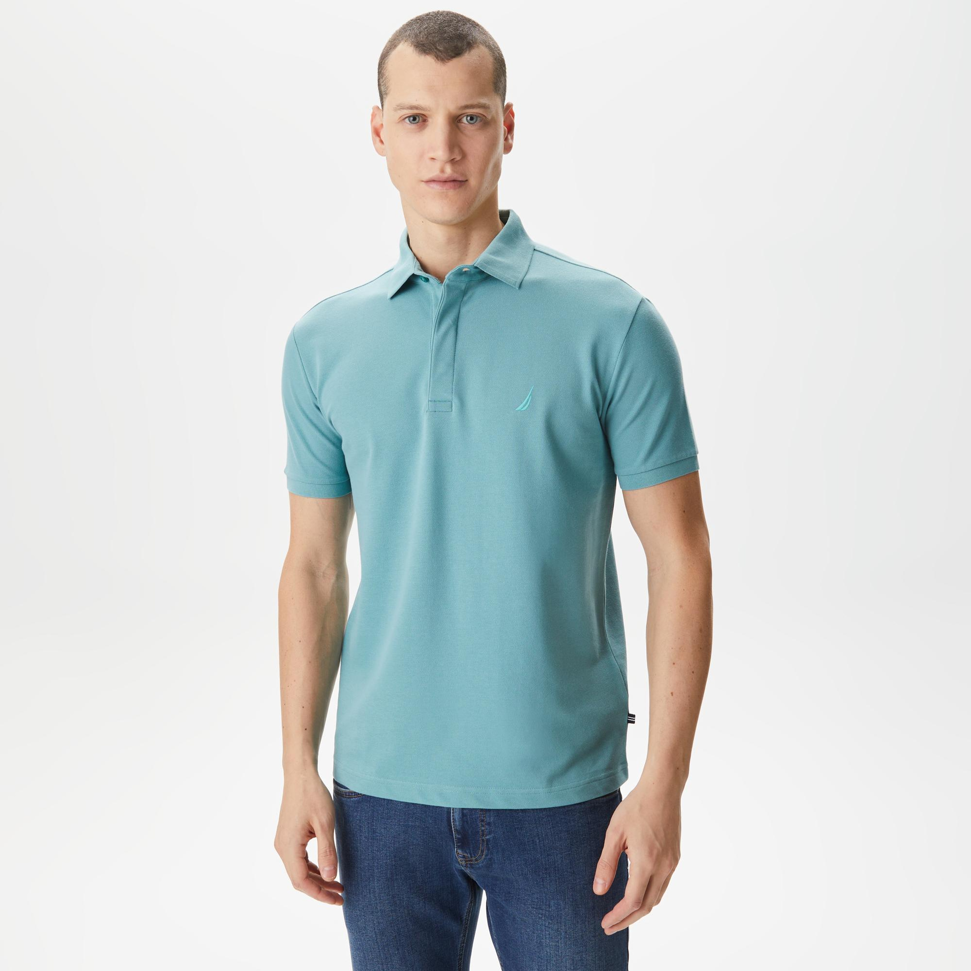 Nautica Erkek Mavi Slim Fit Kısa Kollu Polo Yaka T-Shirt