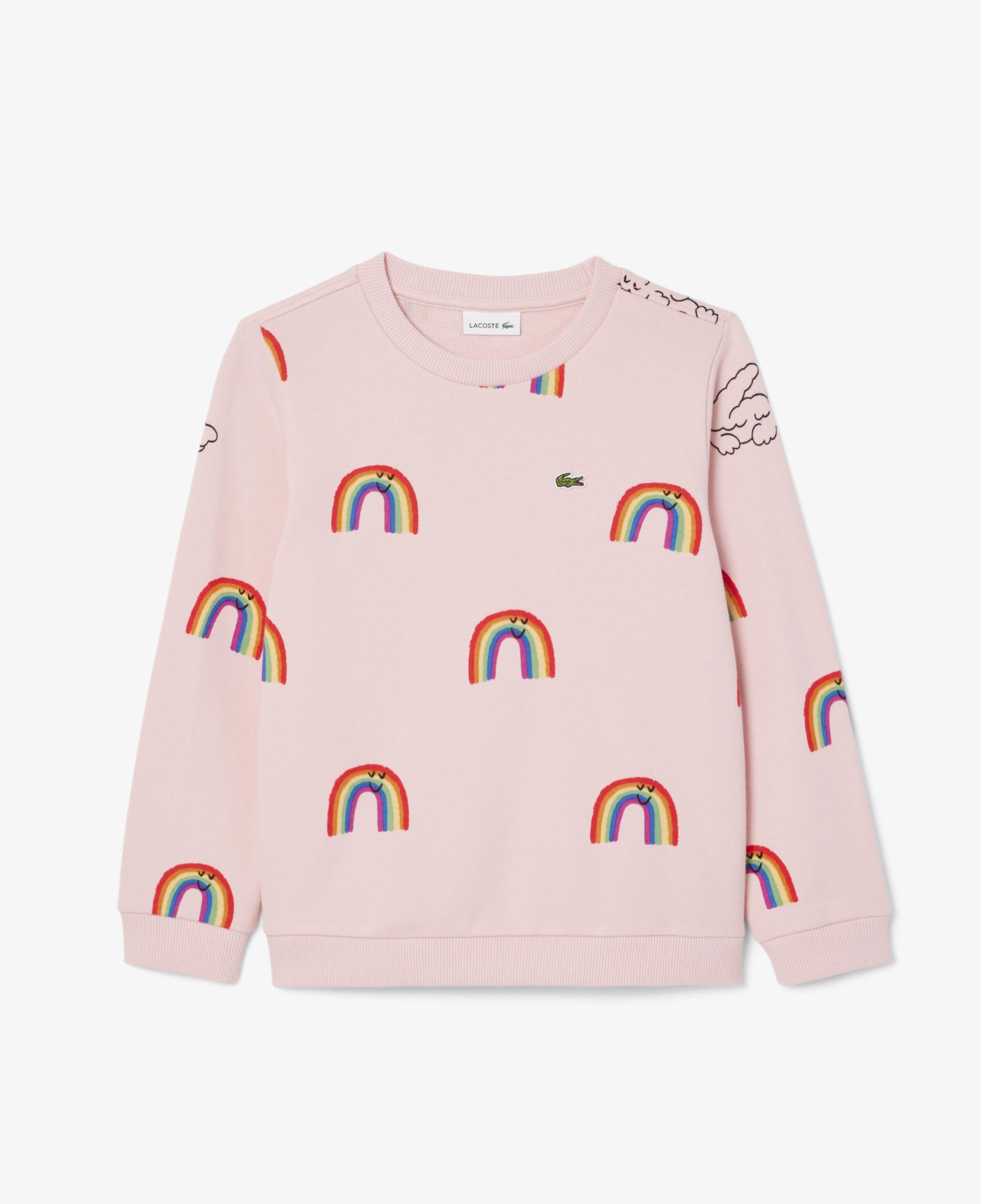 Lacoste Çocuk Bisiklet Yaka Desenli Pembe Sweatshirt