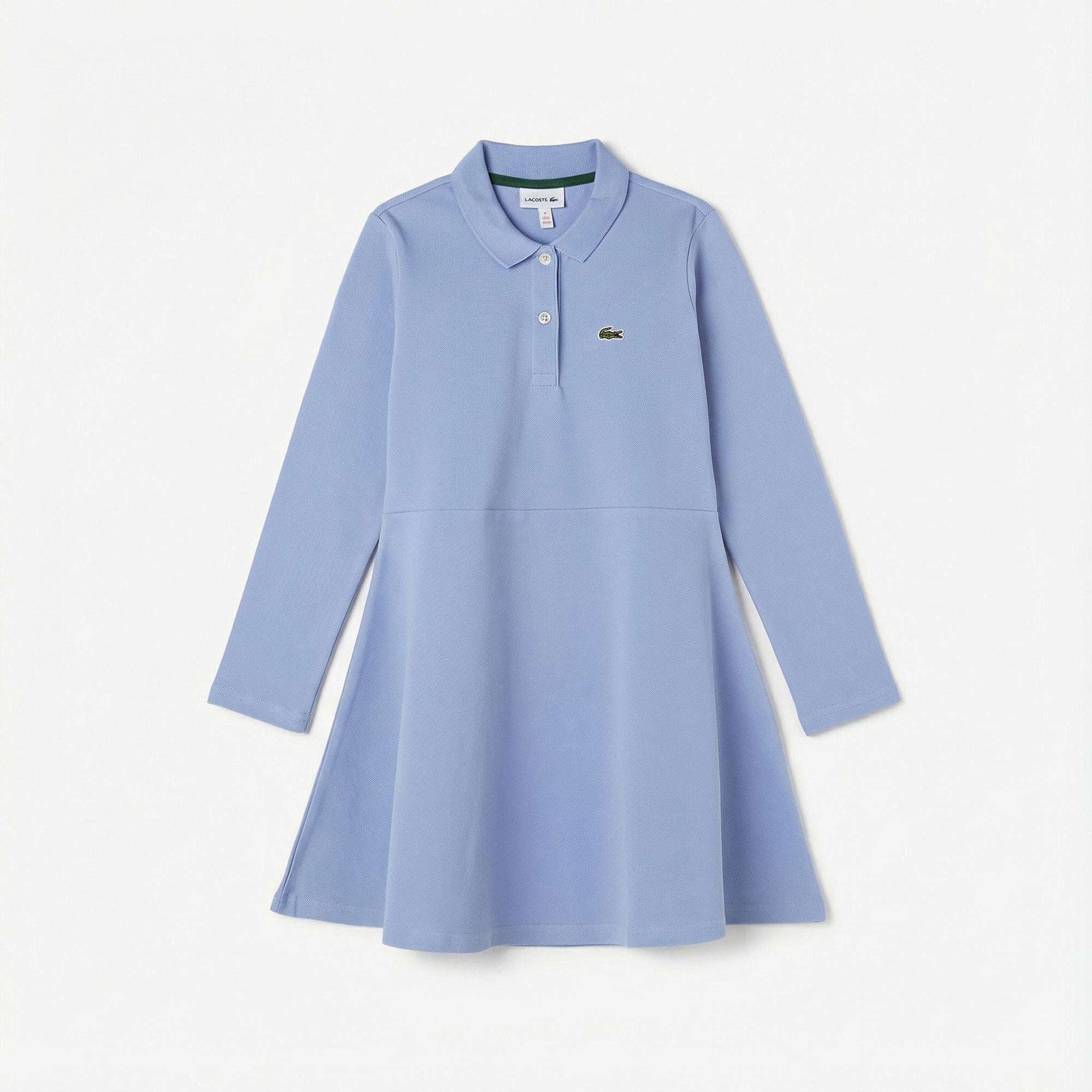 Lacoste Kız Çocuk Uzun Kollu Polo Yaka Mavi Elbise