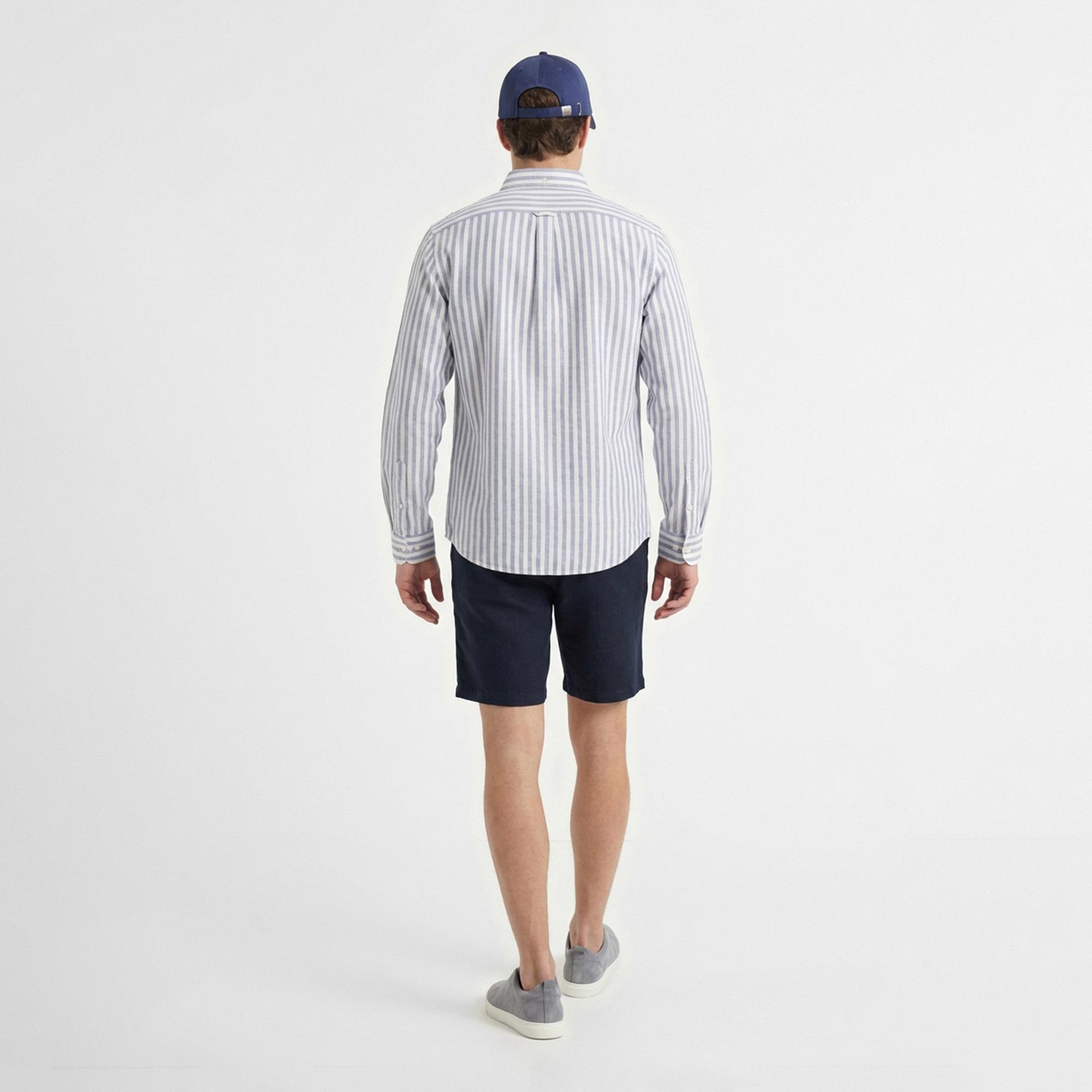 Nautica Erkek Mavi Regular Fit Çizgili Gömlek