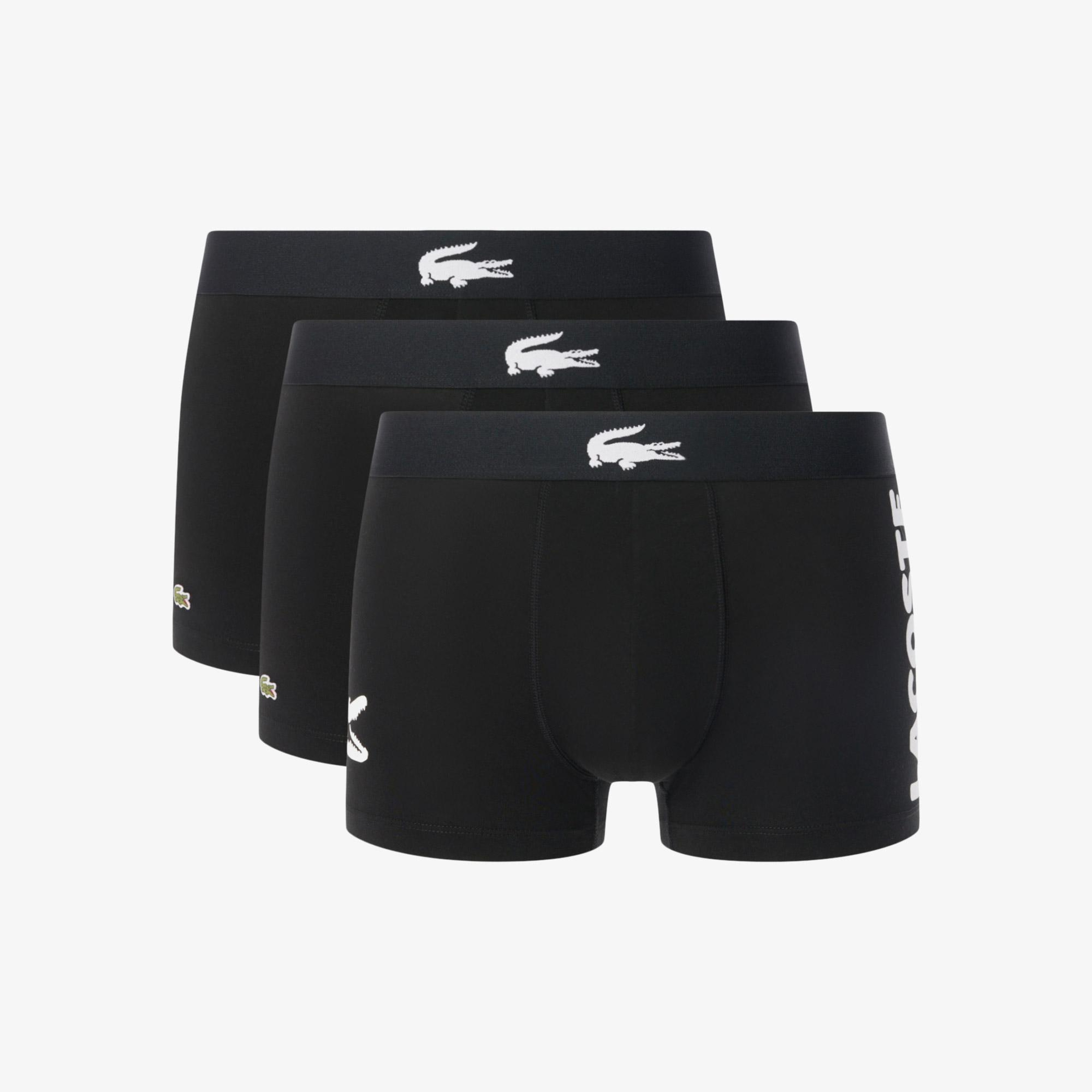 Lacoste Erkek Baskılı 3'lü Siyah Boxer