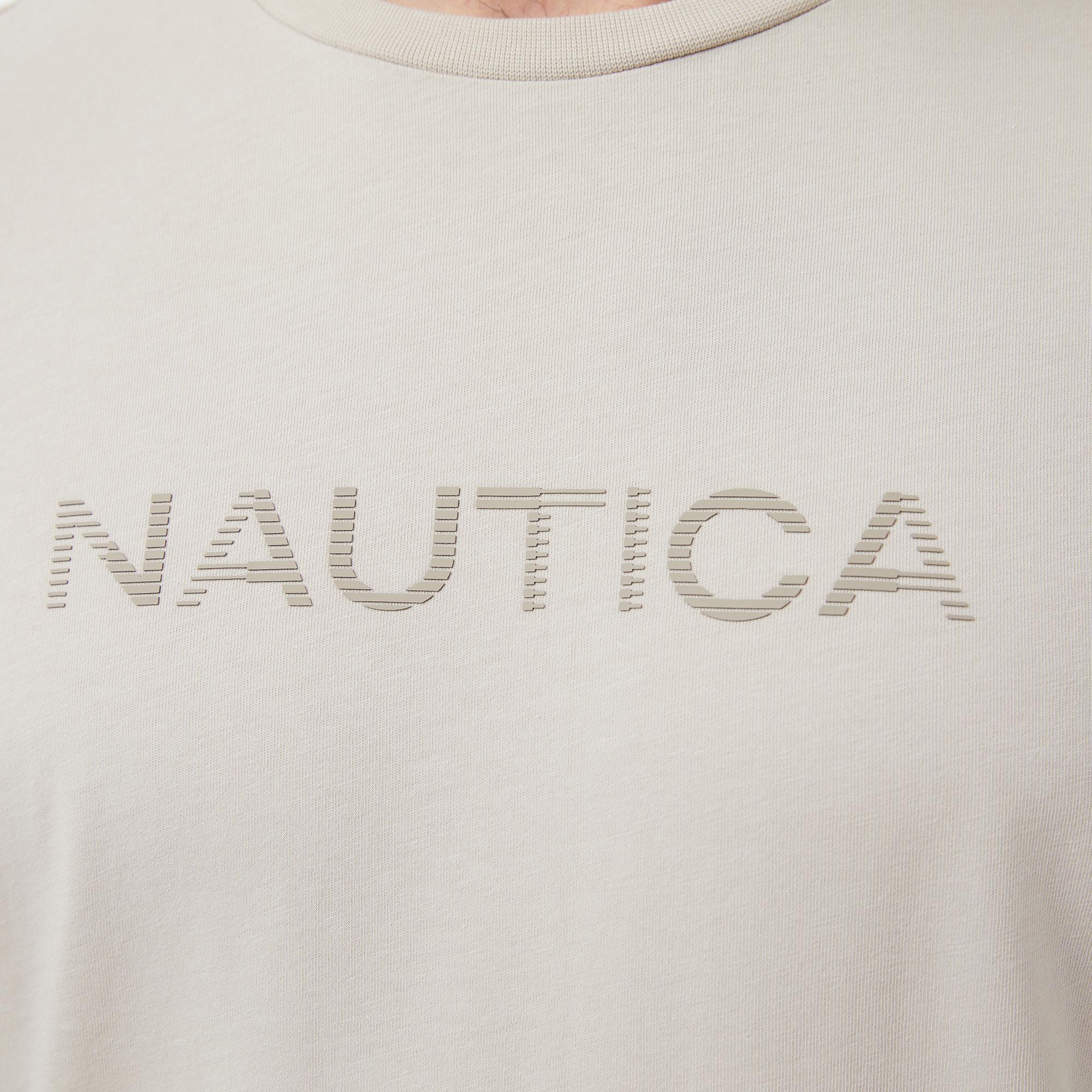 Nautica Erkek Bej Regular Fit Baskılı T-Shirt