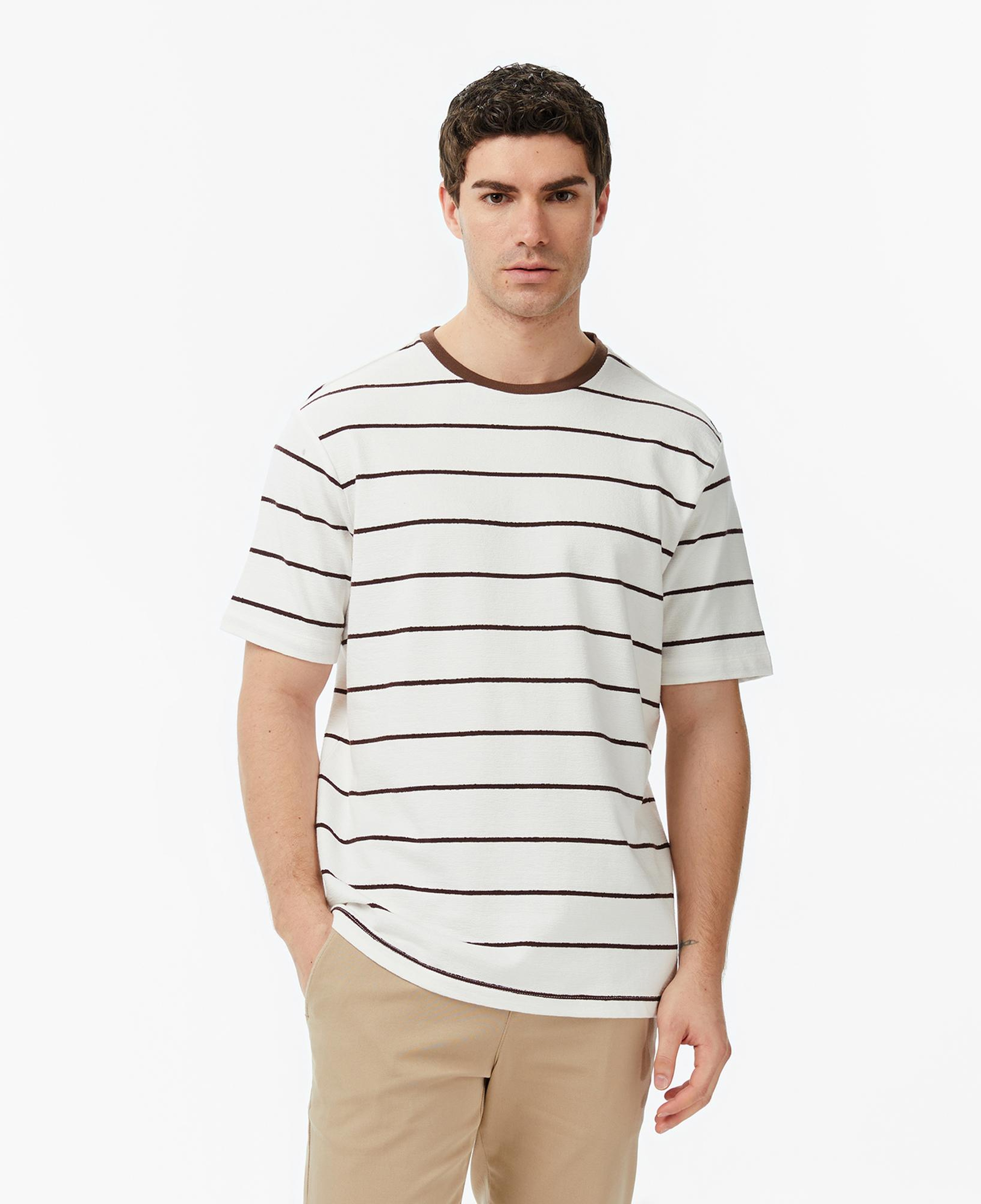 Nautica Erkek Kahverengi Regular Fit Çizgili T-Shirt