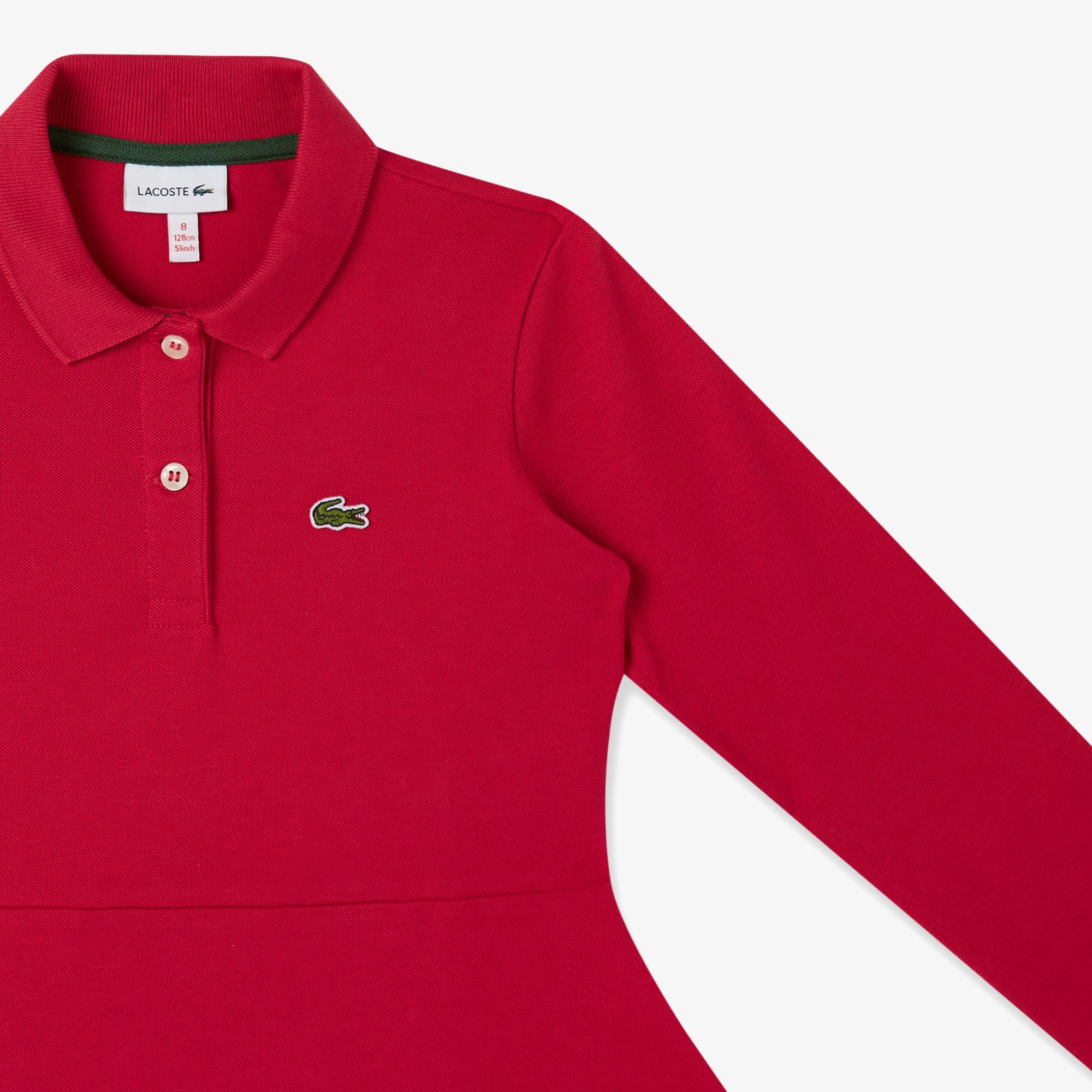 Lacoste Çocuk Uzun Kollu Polo Yaka Koyu Pembe Elbise