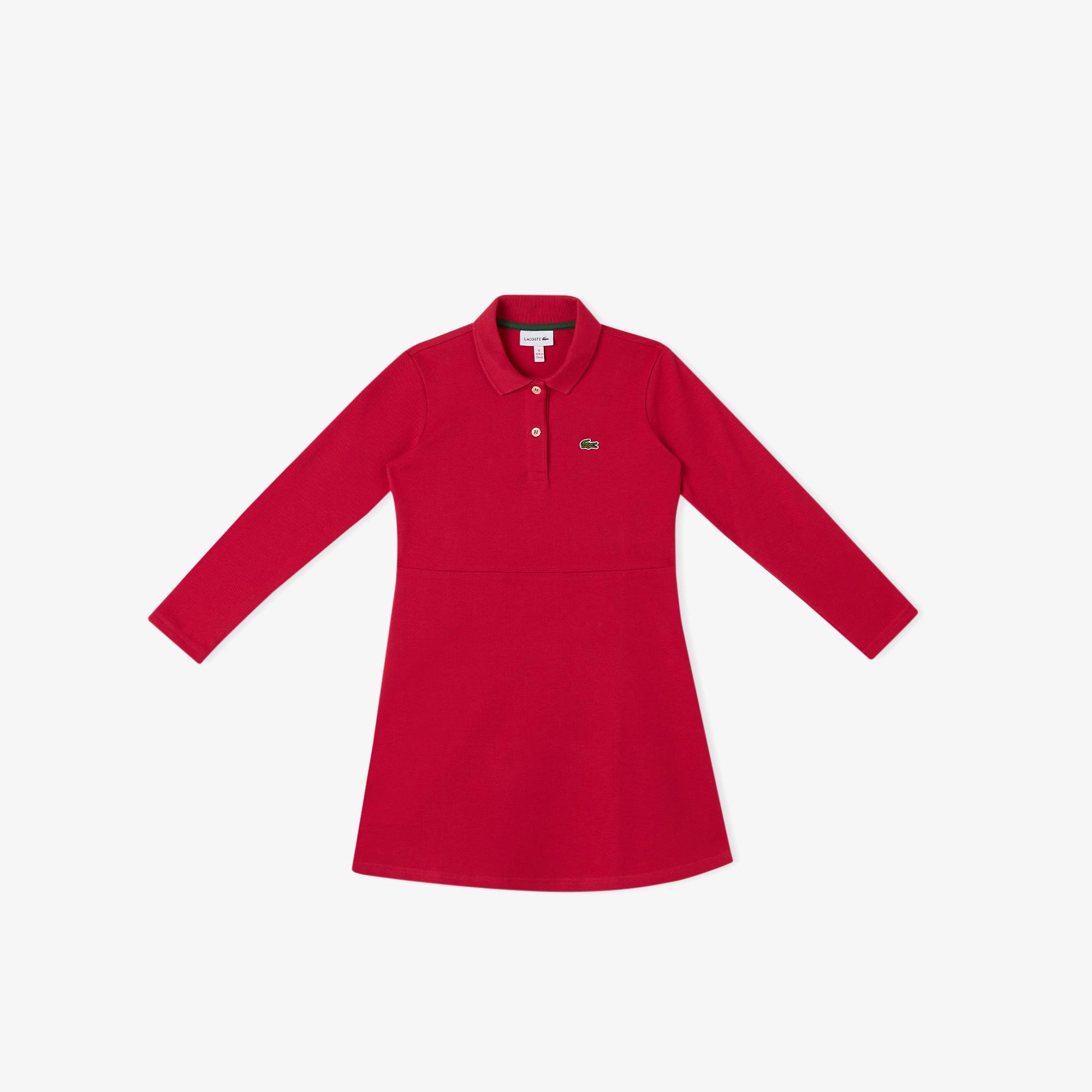 Lacoste Çocuk Uzun Kollu Polo Yaka Koyu Pembe Elbise