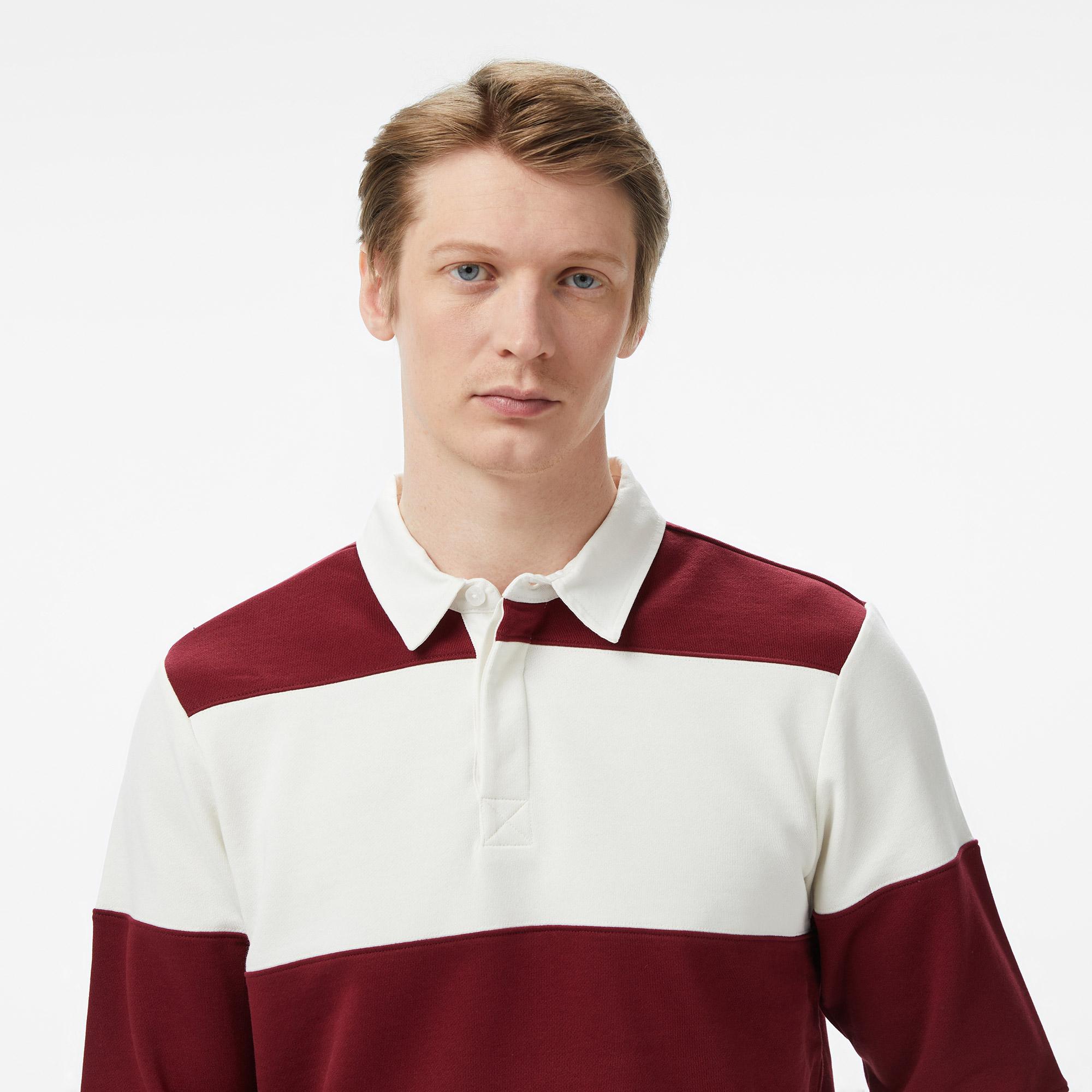 Nautica Erkek Bordo Regular Fit Uzun Kollu Çizgili Polo Yaka T-Shirt