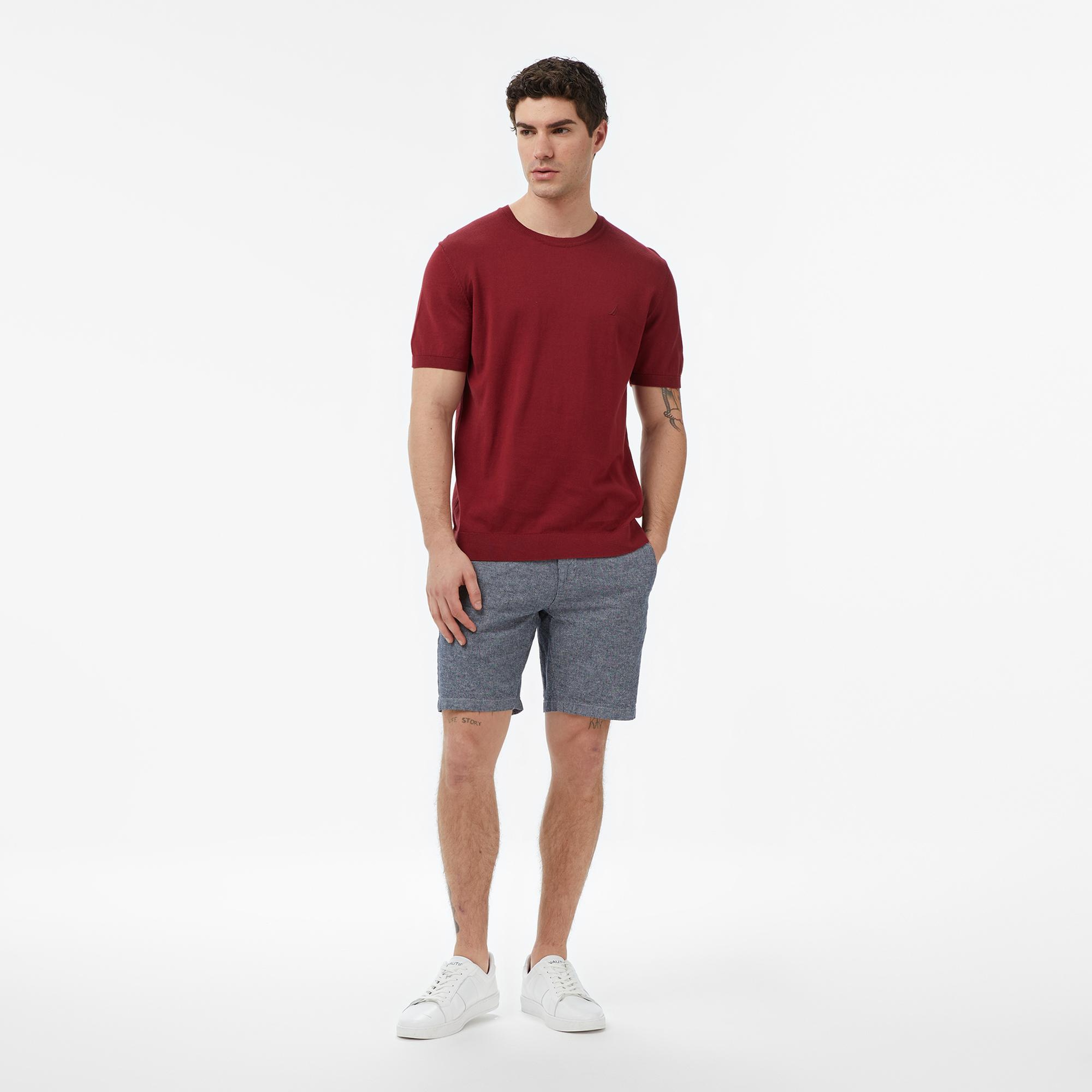 Nautica Erkek Bordo Regular Fit Kısa Kollu Triko