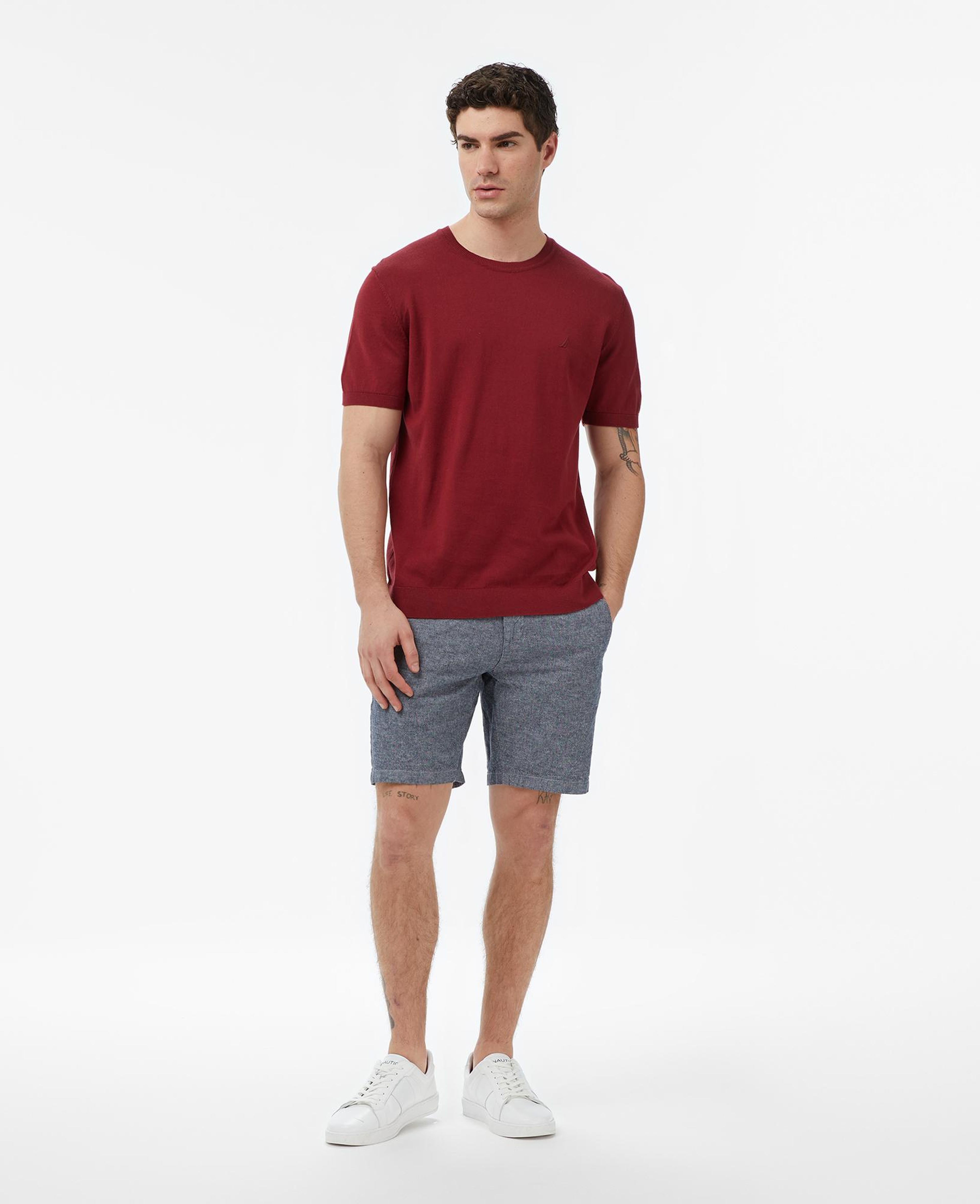 Nautica Erkek Bordo Regular Fit Kısa Kollu Triko