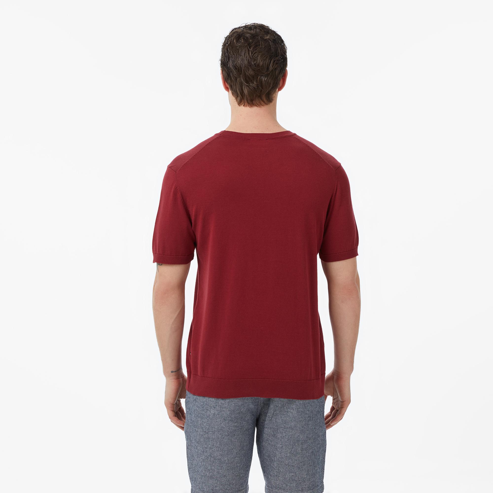 Nautica Erkek Bordo Regular Fit Kısa Kollu Triko