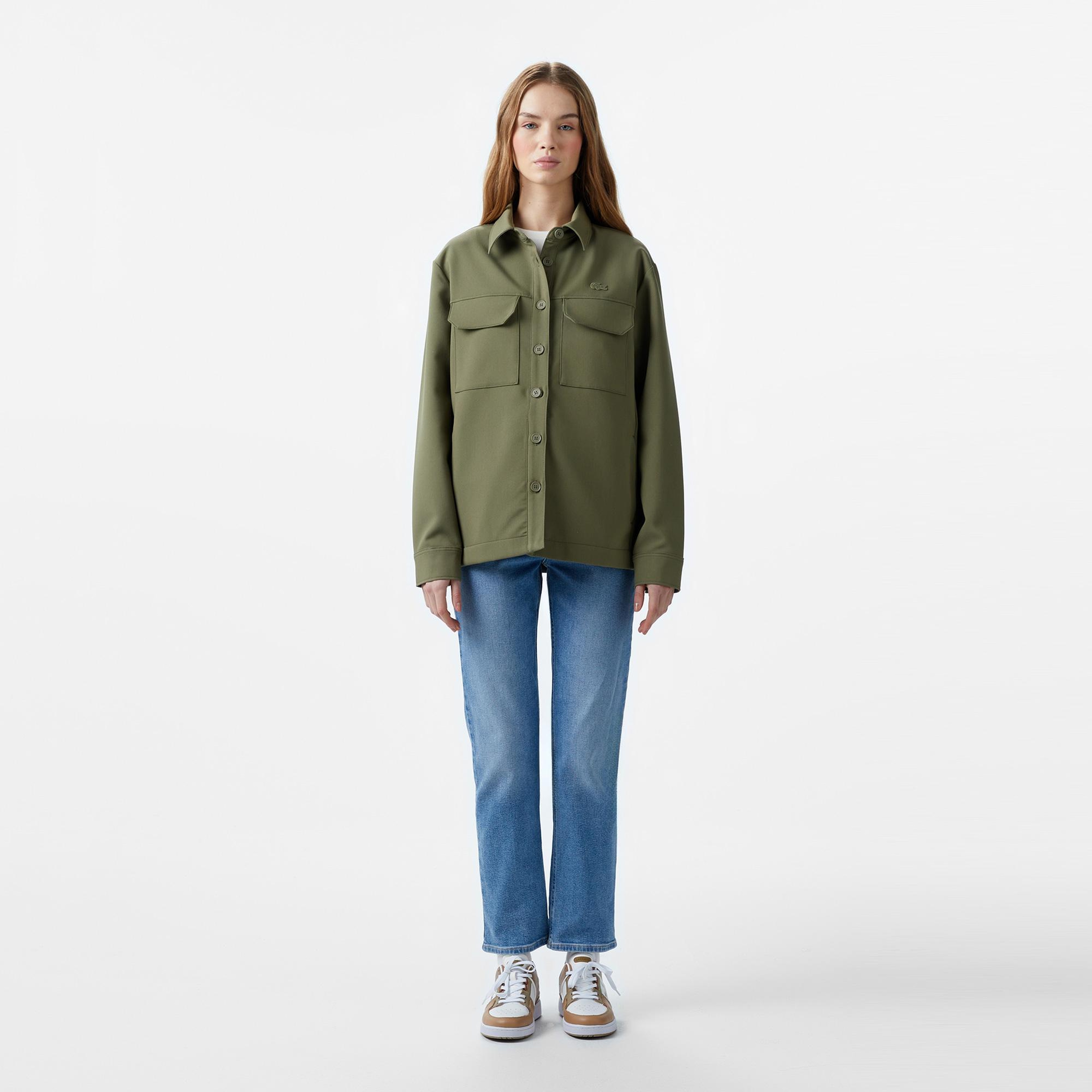 Lacoste Kadın Regular Fit Haki Gömlek