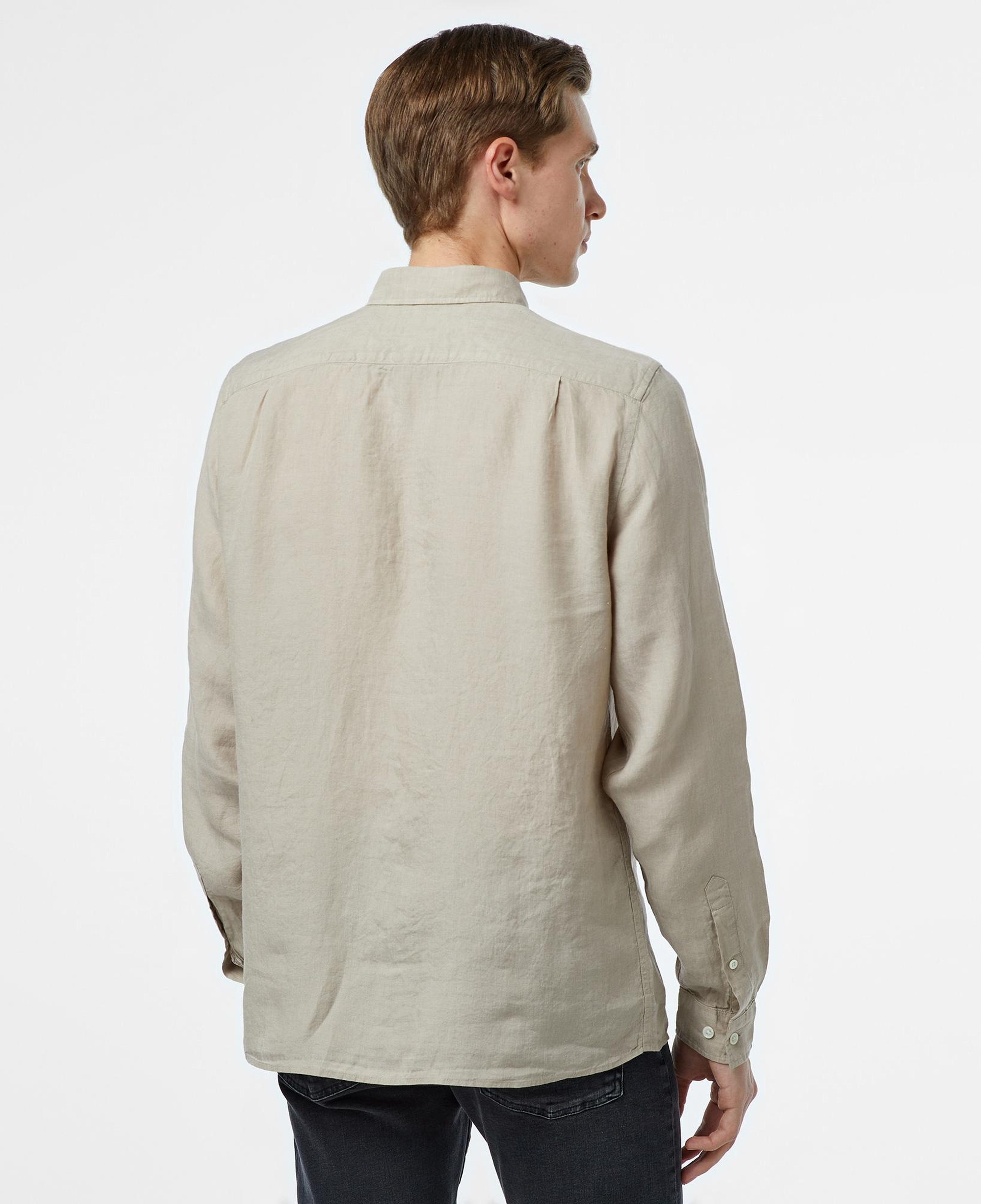 Lacoste Erkek Regular Fit Düğmeli Yaka Keten Bej Gömlek