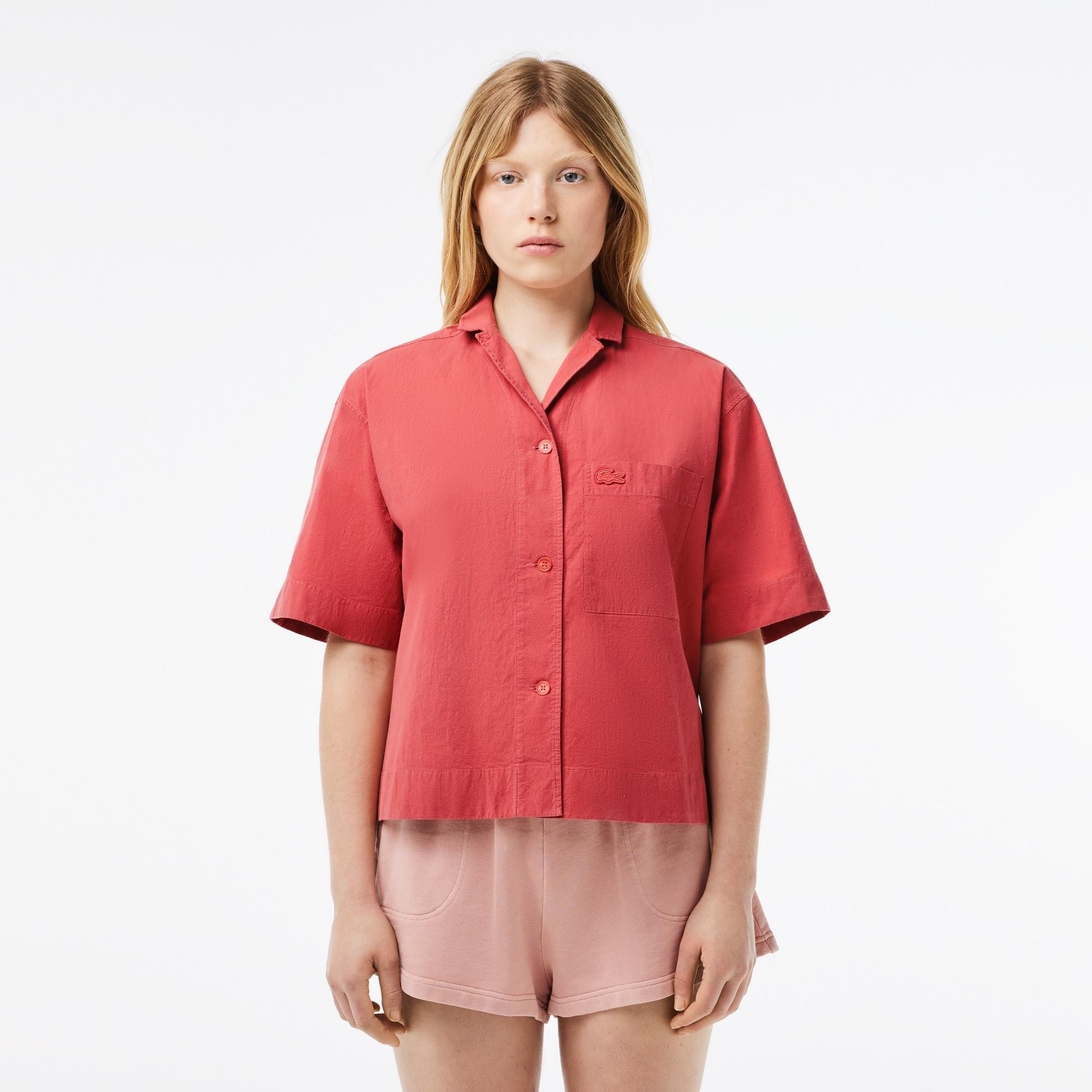 Lacoste Kadın Relaxed Fit Kısa Kollu Pembe Gömlek