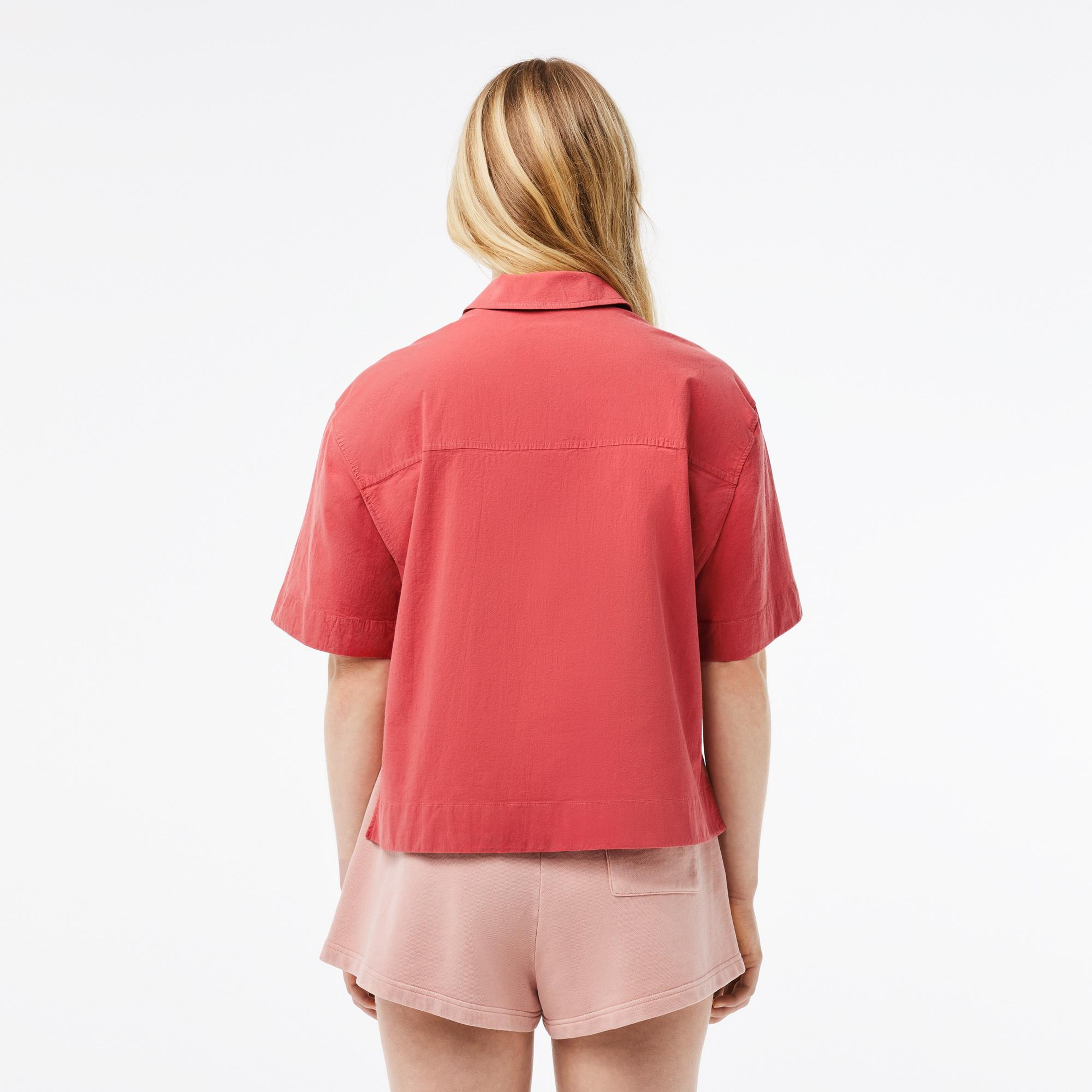 Lacoste Kadın Relaxed Fit Kısa Kollu Pembe Gömlek