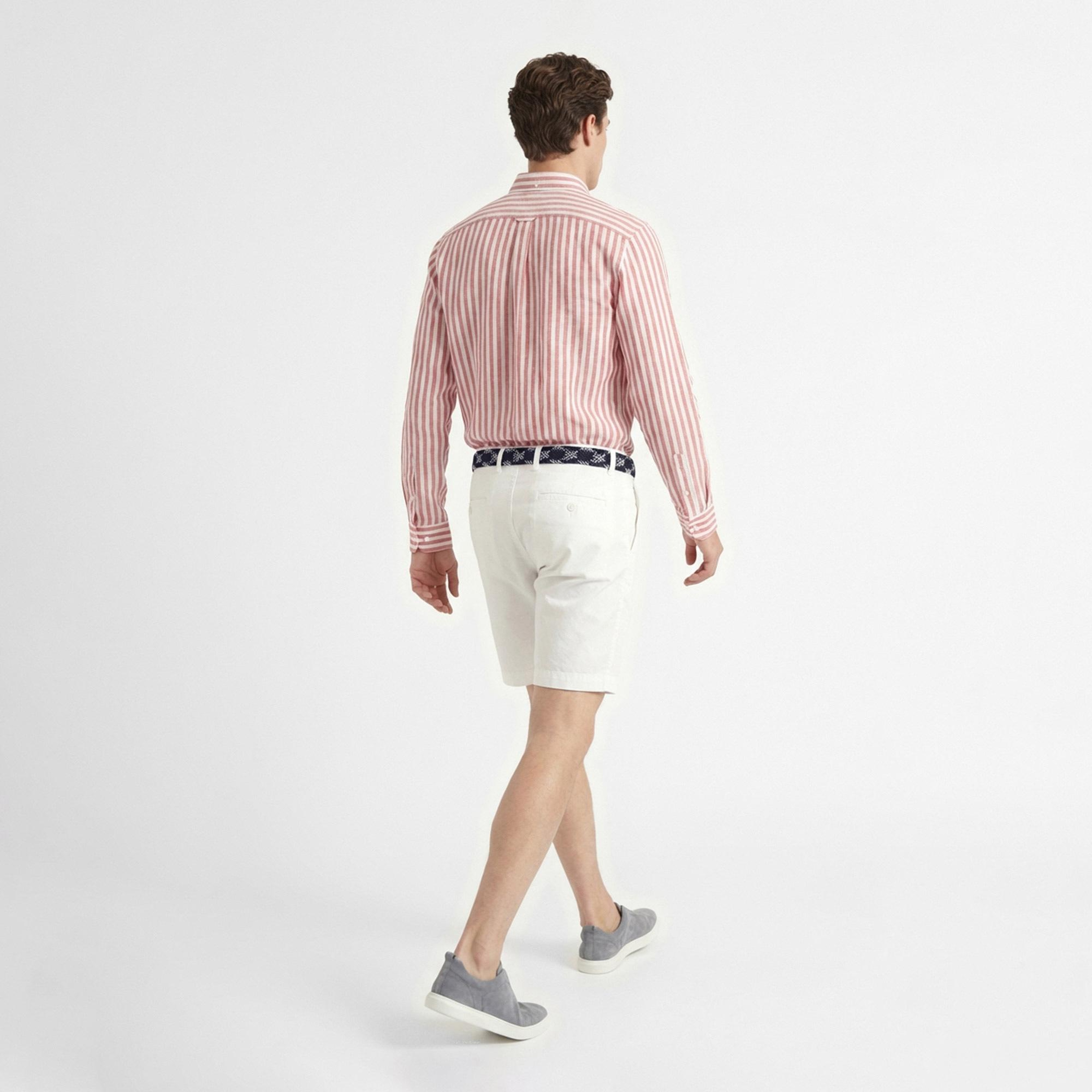 Nautica Erkek Kırmızı Regular Fit Çizgili Gömlek